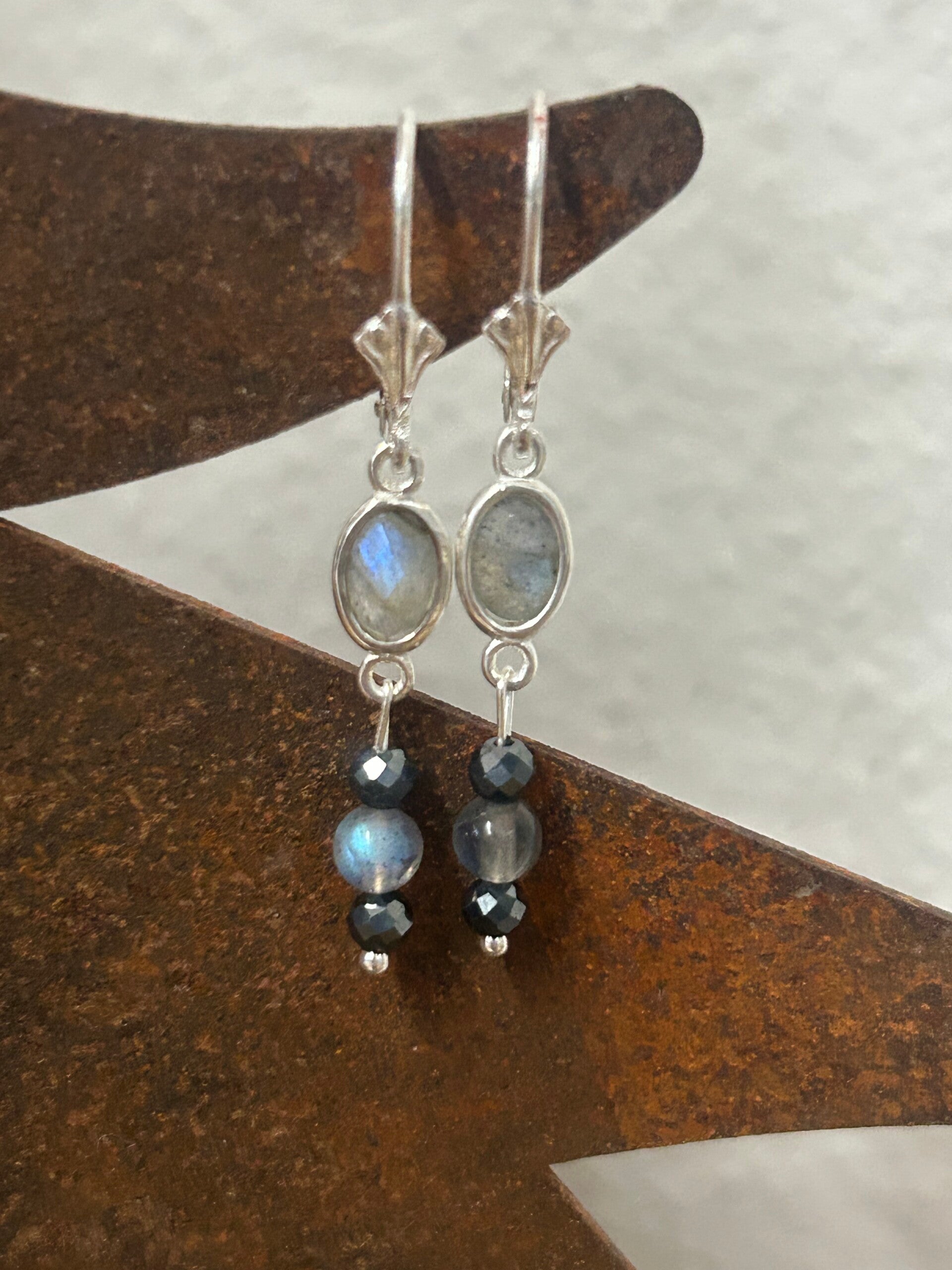 Ohrringe - Hämatit & Labradorit (O486)