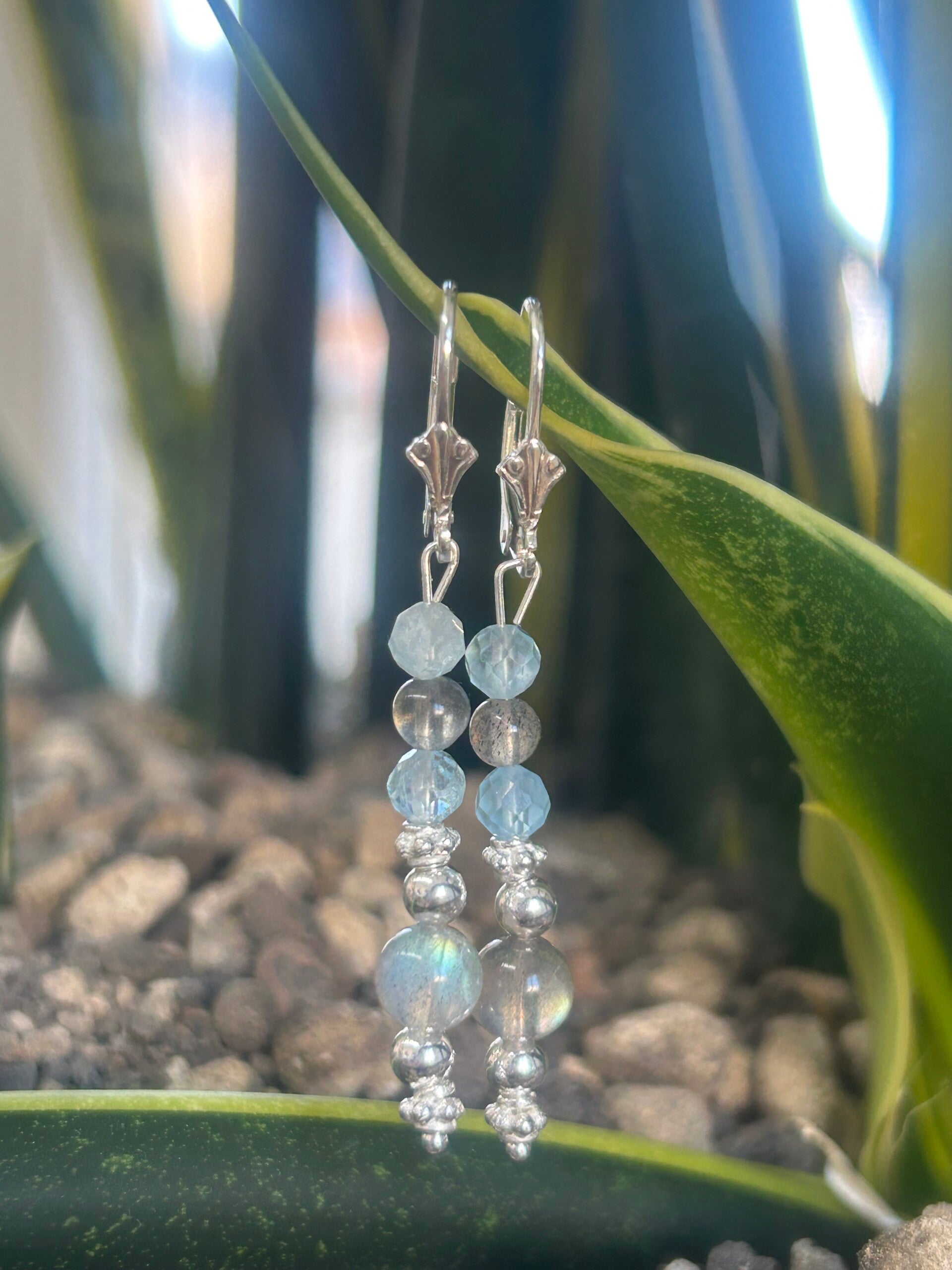 Ohrringe - Aquamarin & Labradorit (O498)