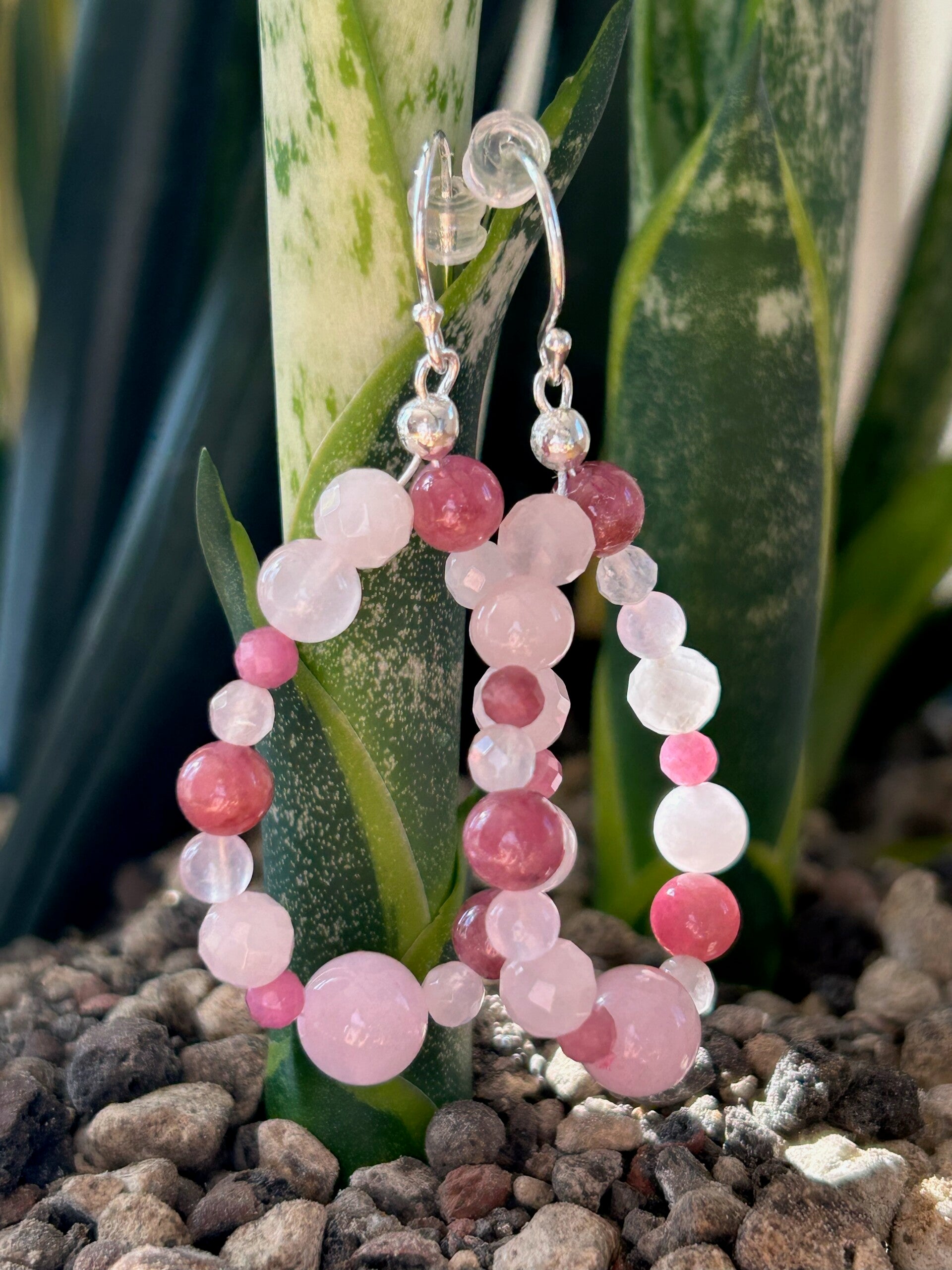 Ohrringe - Rosenquarz & Rubellit (O432)