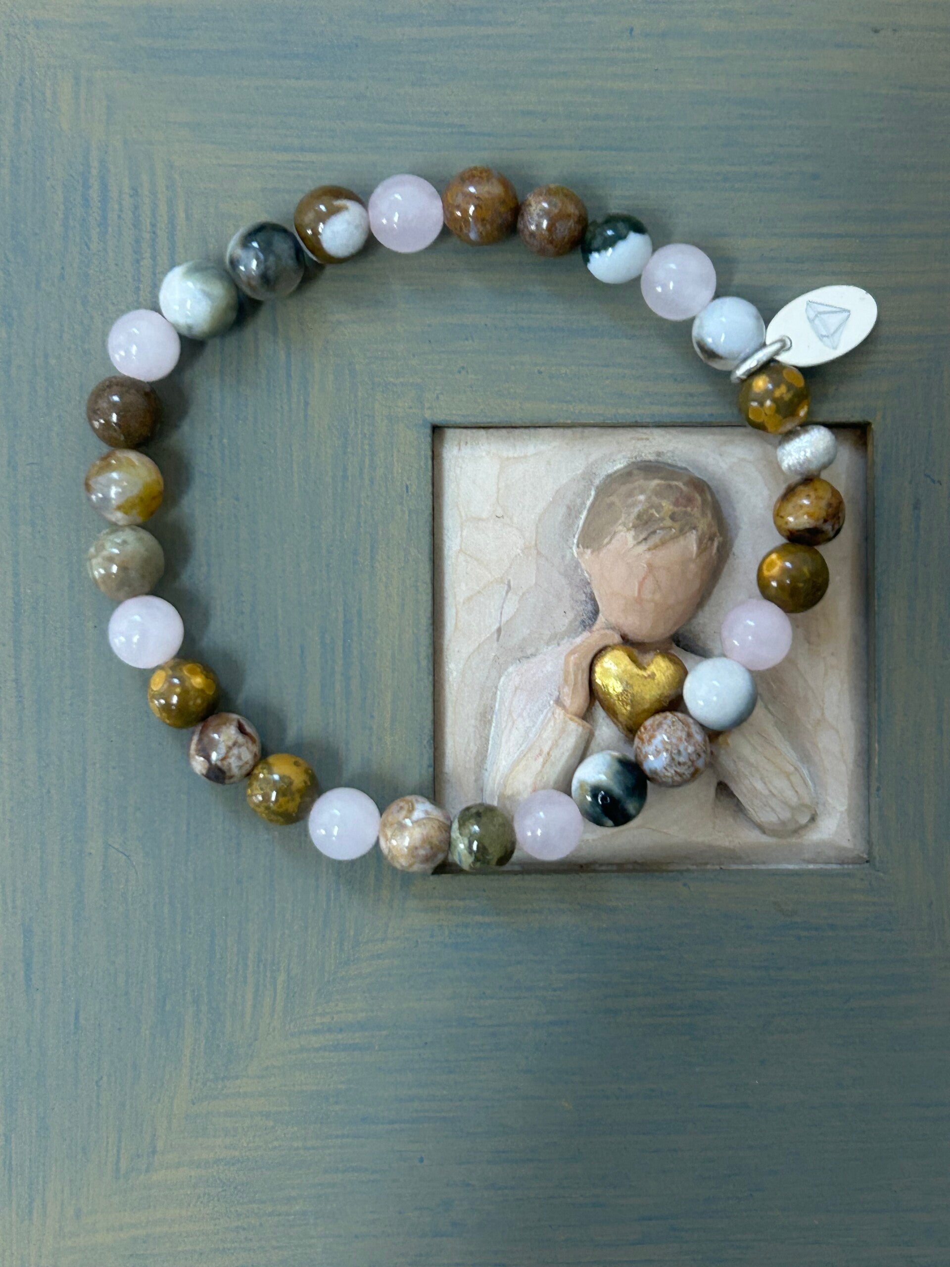 Armband - Ozean-Achat & Rosenquarz (A569)