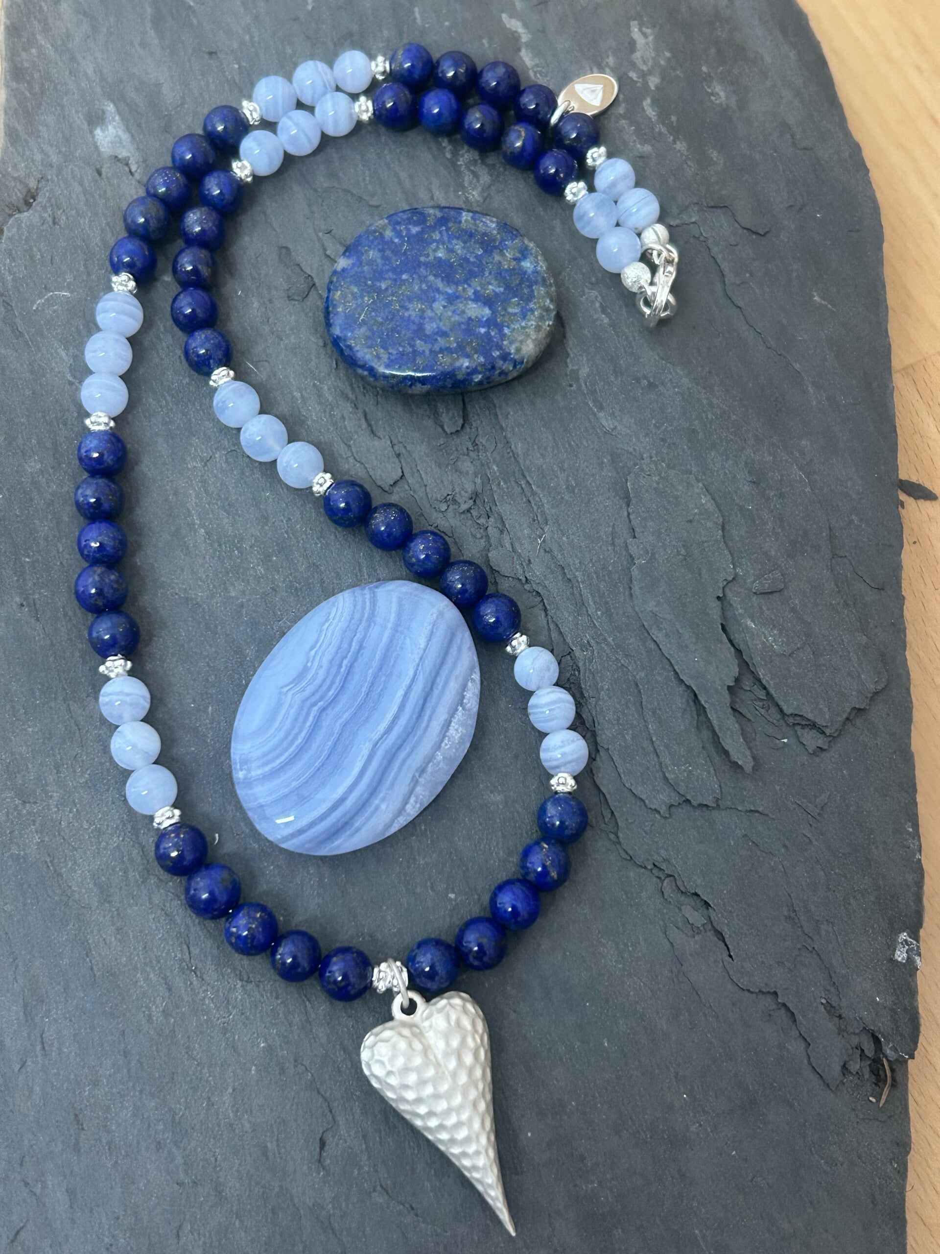 Halskette - Chalcedon blau & Lapislazuli (H428)