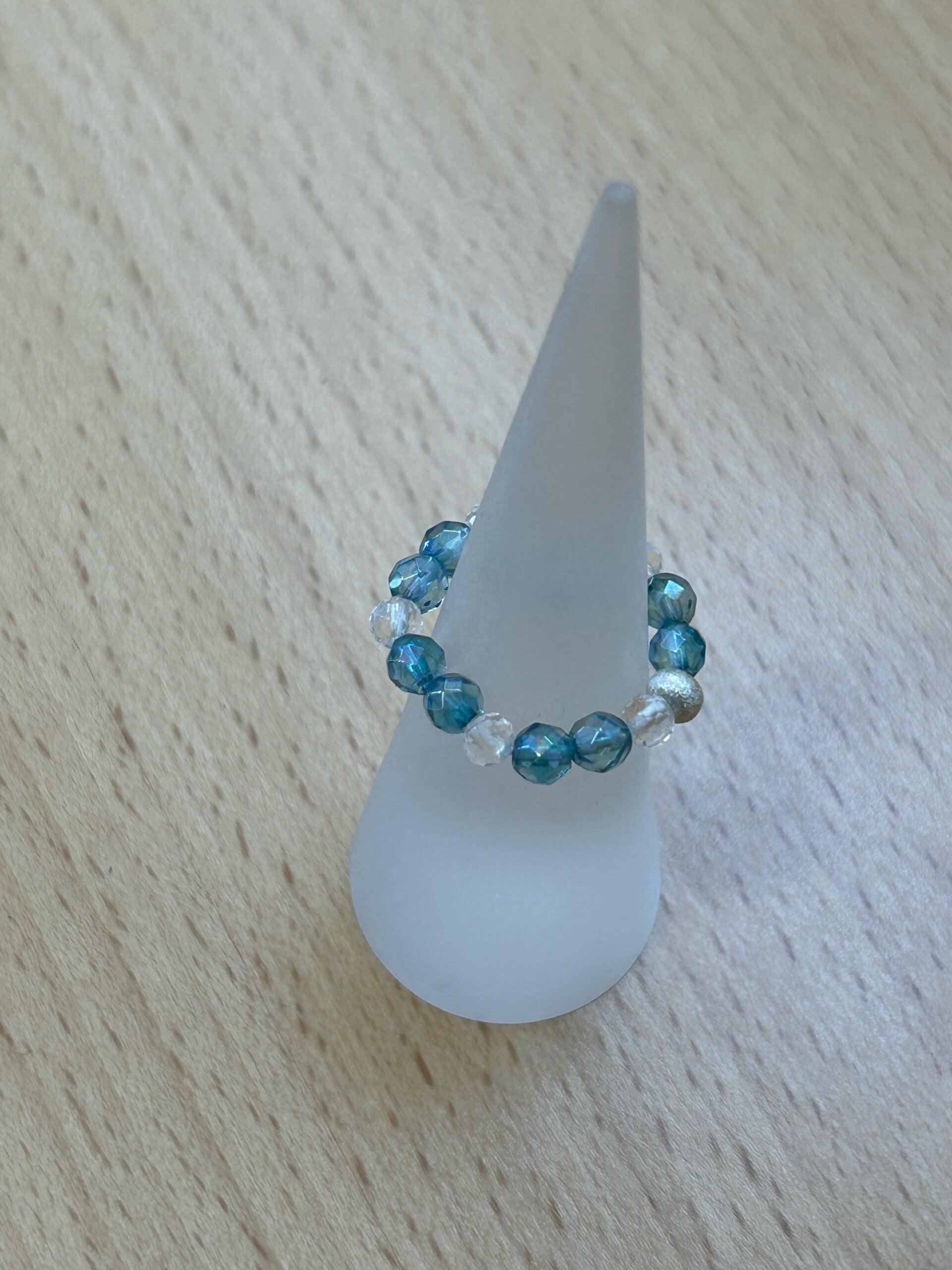 Fingerring - Aqua Aura & Bergkristall (R015)