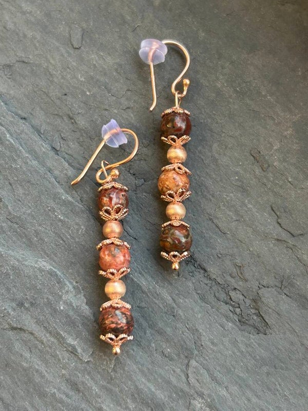 Ohrringe - Leopardenfell-Rhyolith (O558)