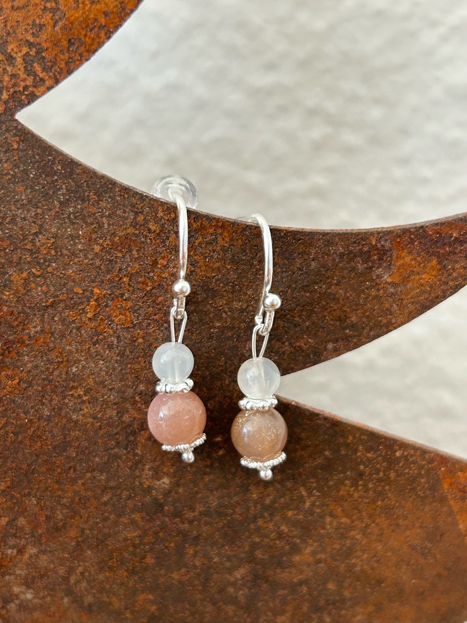 Ohrringe - Mondstein bunt (O406)