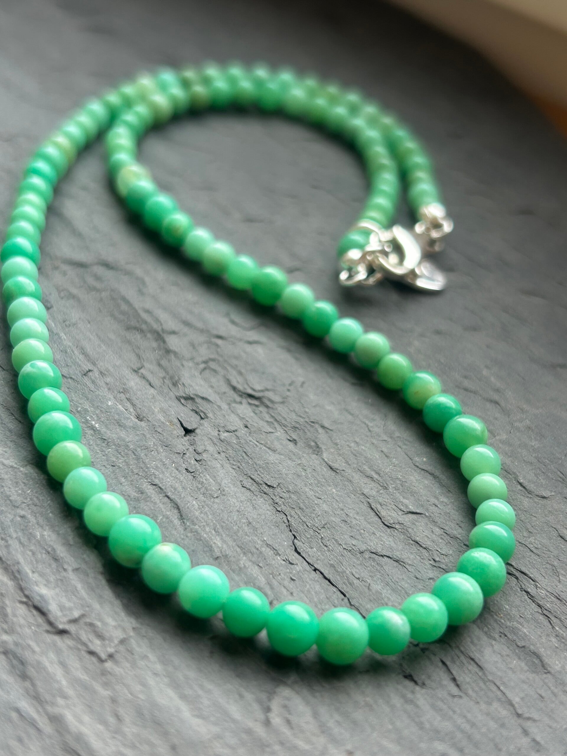 Halskette - Chrysopras A-Qualität (H535)