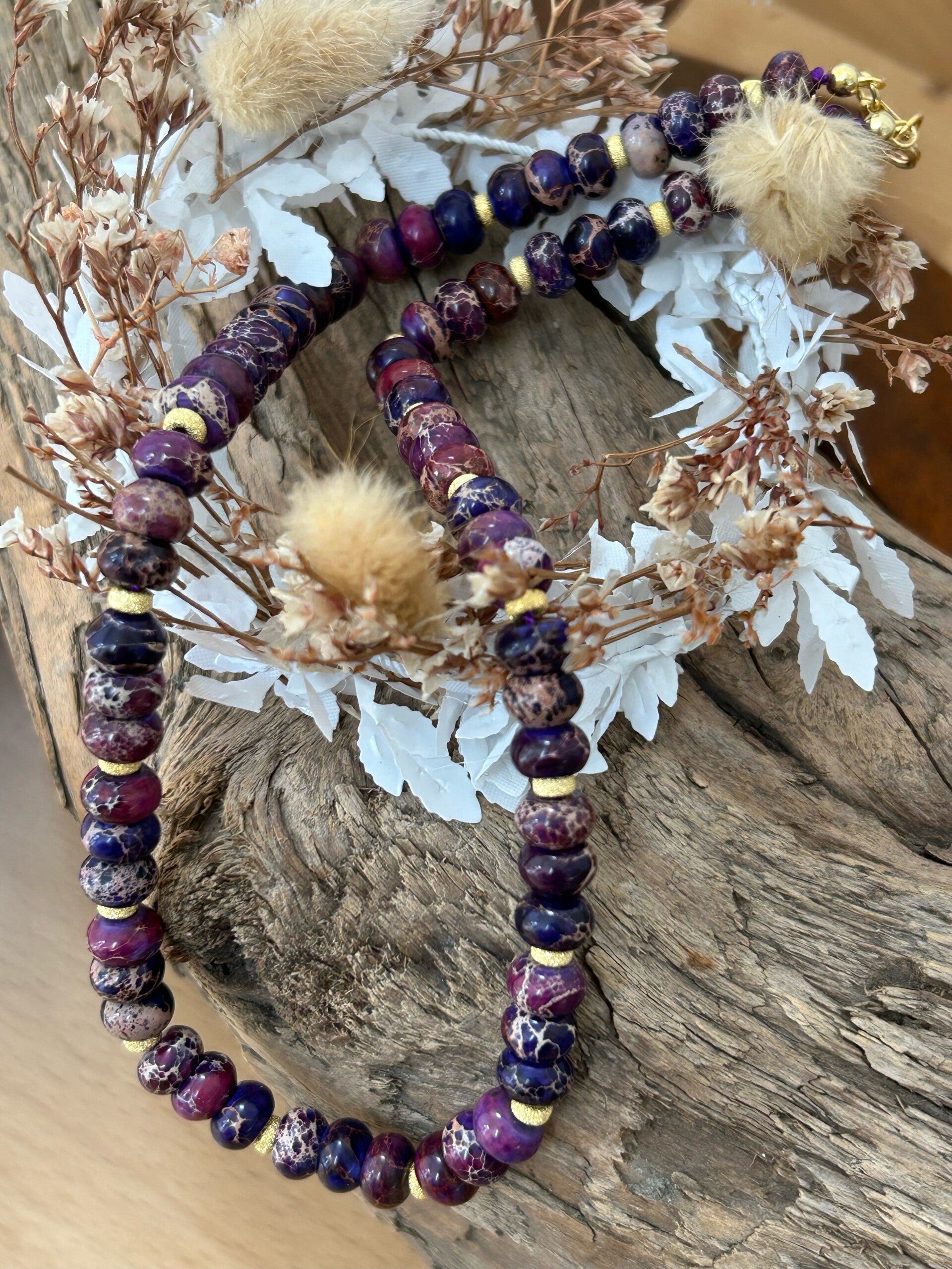 Halskette - Lila Impression-Jaspis (H323)