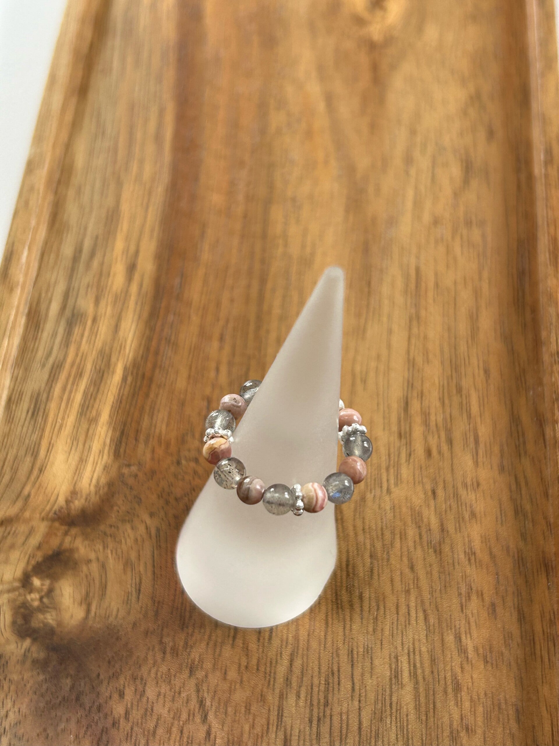 Fingerring - Rhodochrosit / Labradorit (R034)