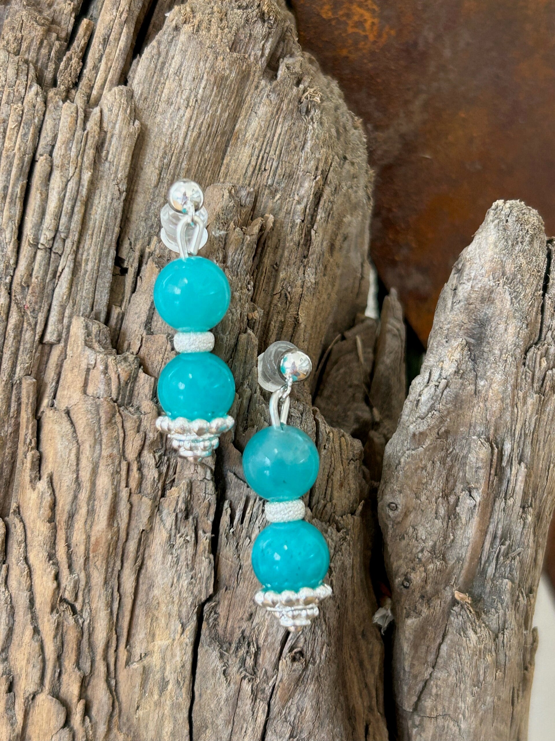 Ohrringe - Amazonit USA AAA-Qualität (O439)