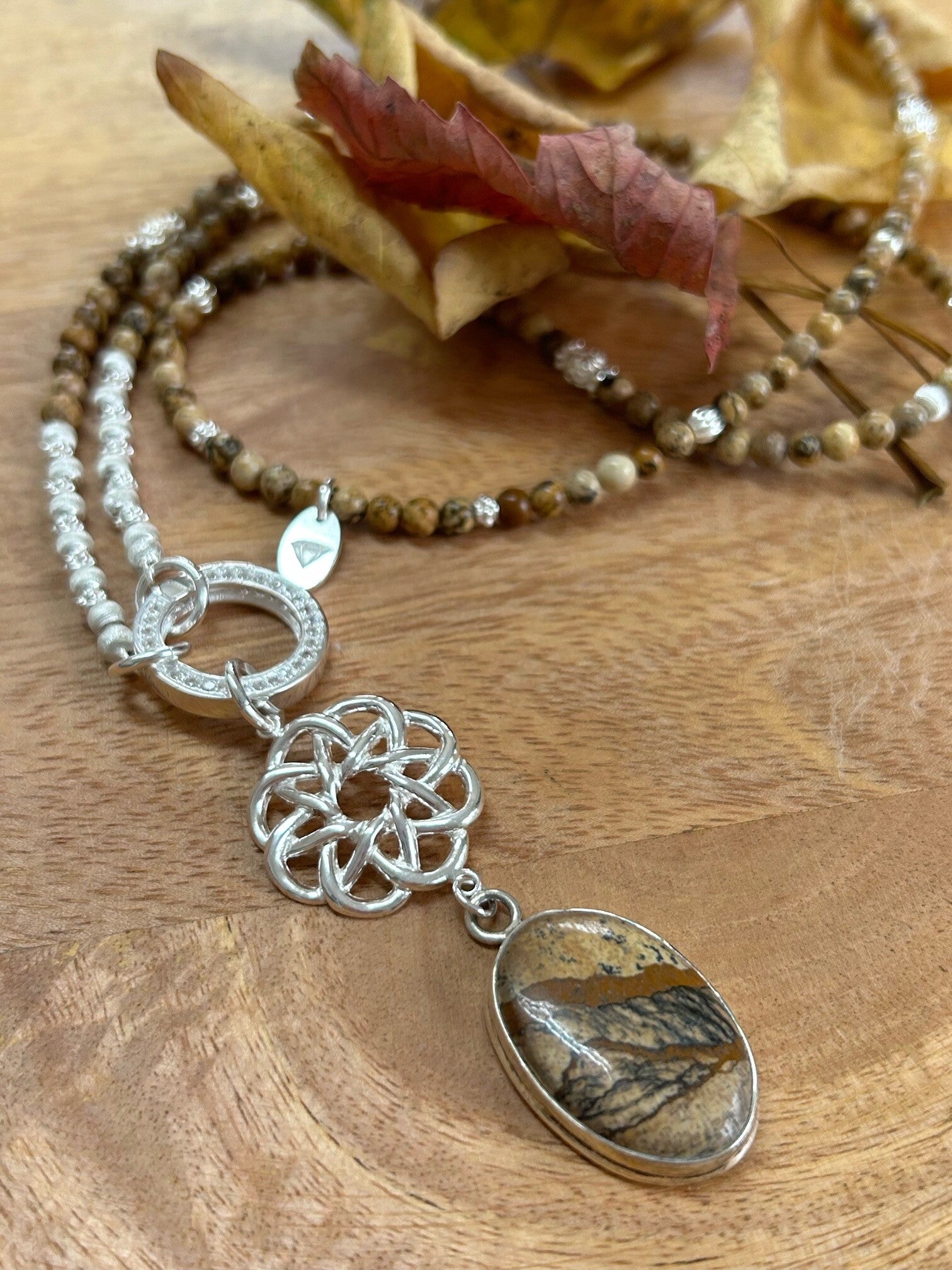 Halskette - Landschaftsjaspis (H389) Einzelstück!