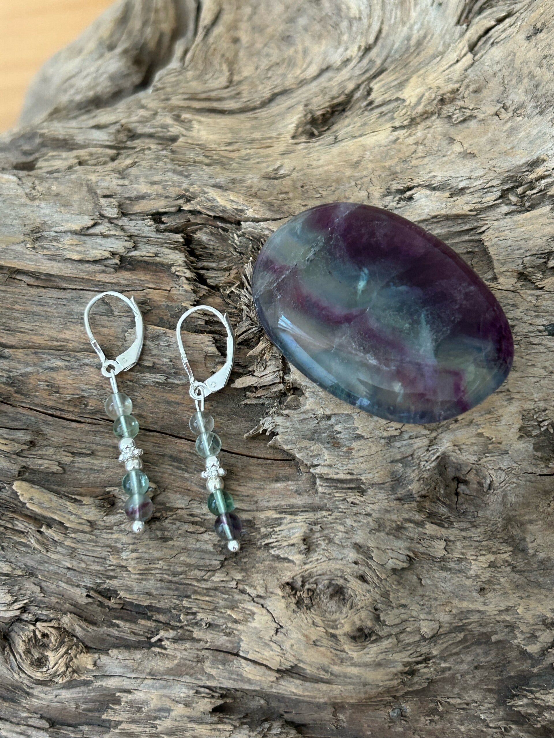 Ohrringe - Fluorit-Regenbogen (O428)