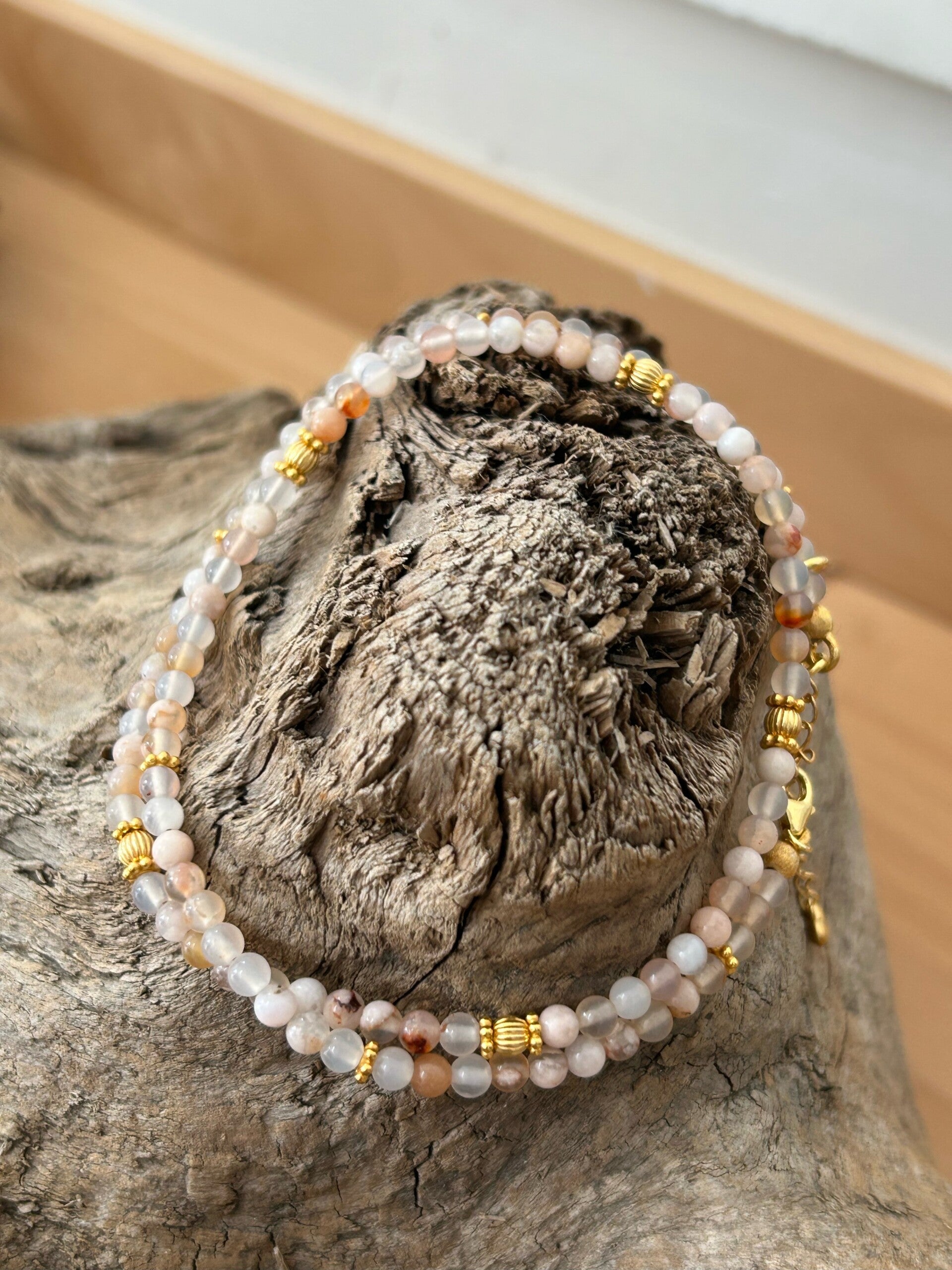 Fussketteli (2-fach) - Kirschblütenachat (F115)