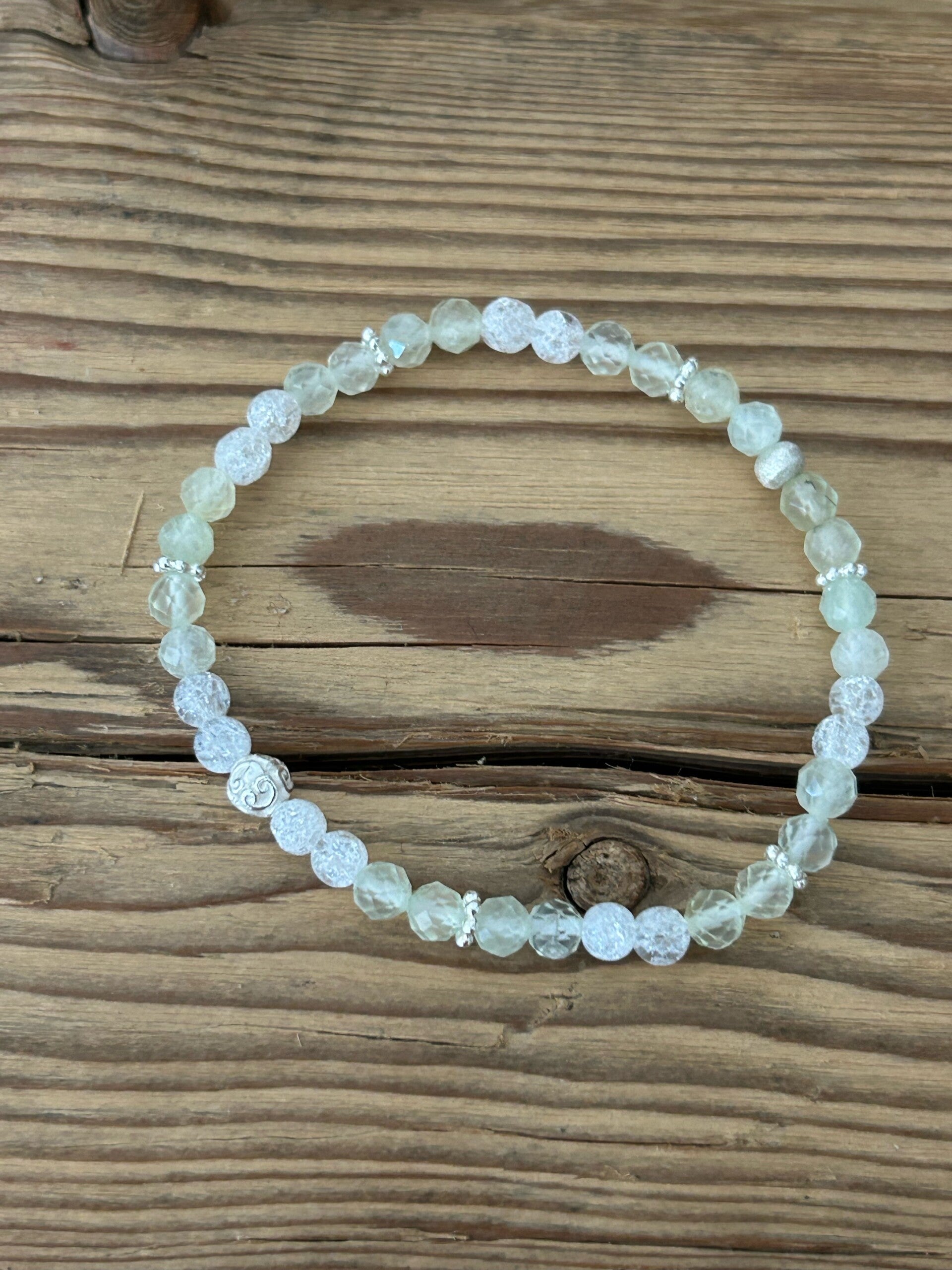 Armband - Bergkristall & Prehnit (A521)