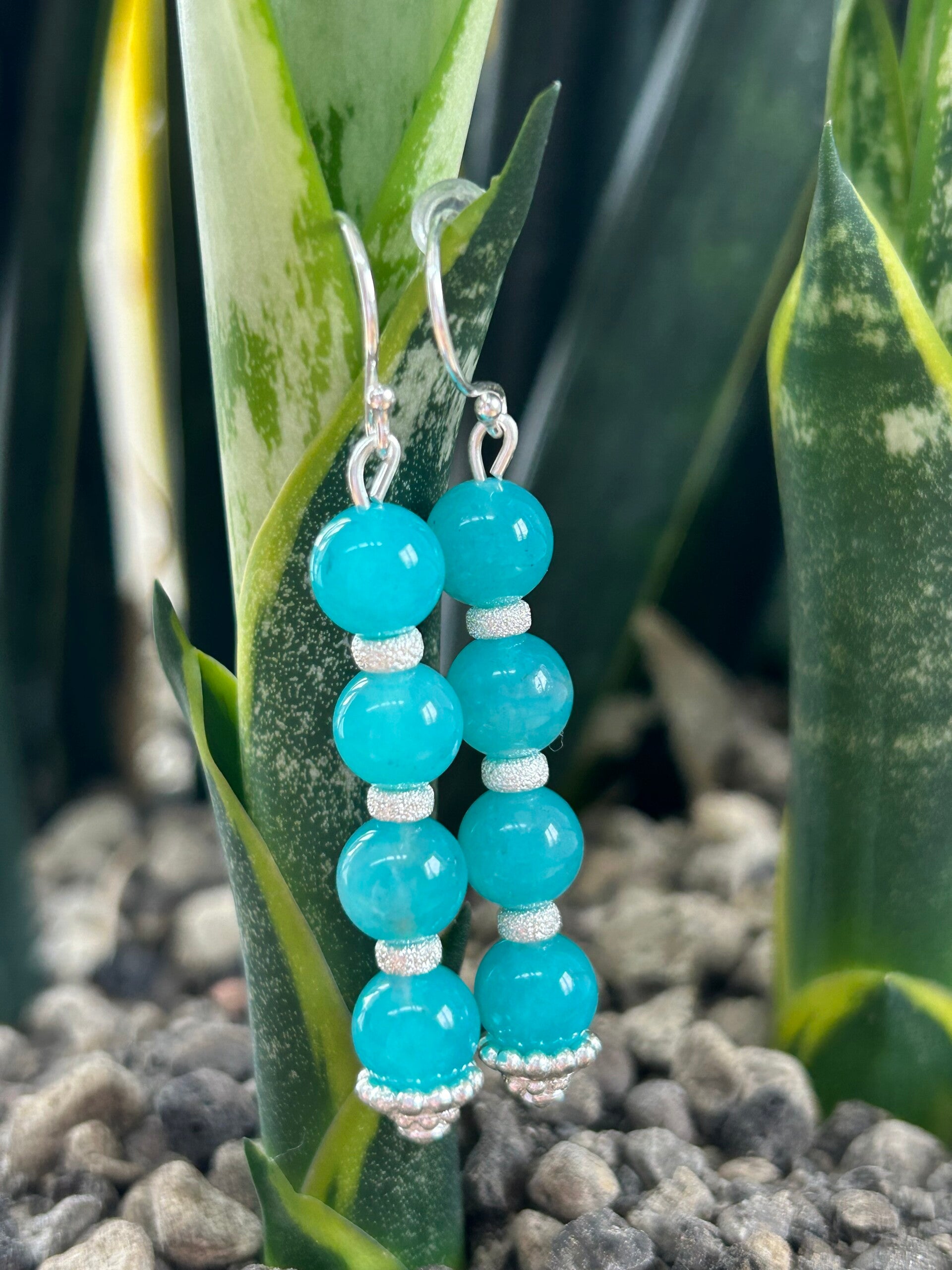 Ohrringe - Amazonit USA AAA-Qualität (O440)