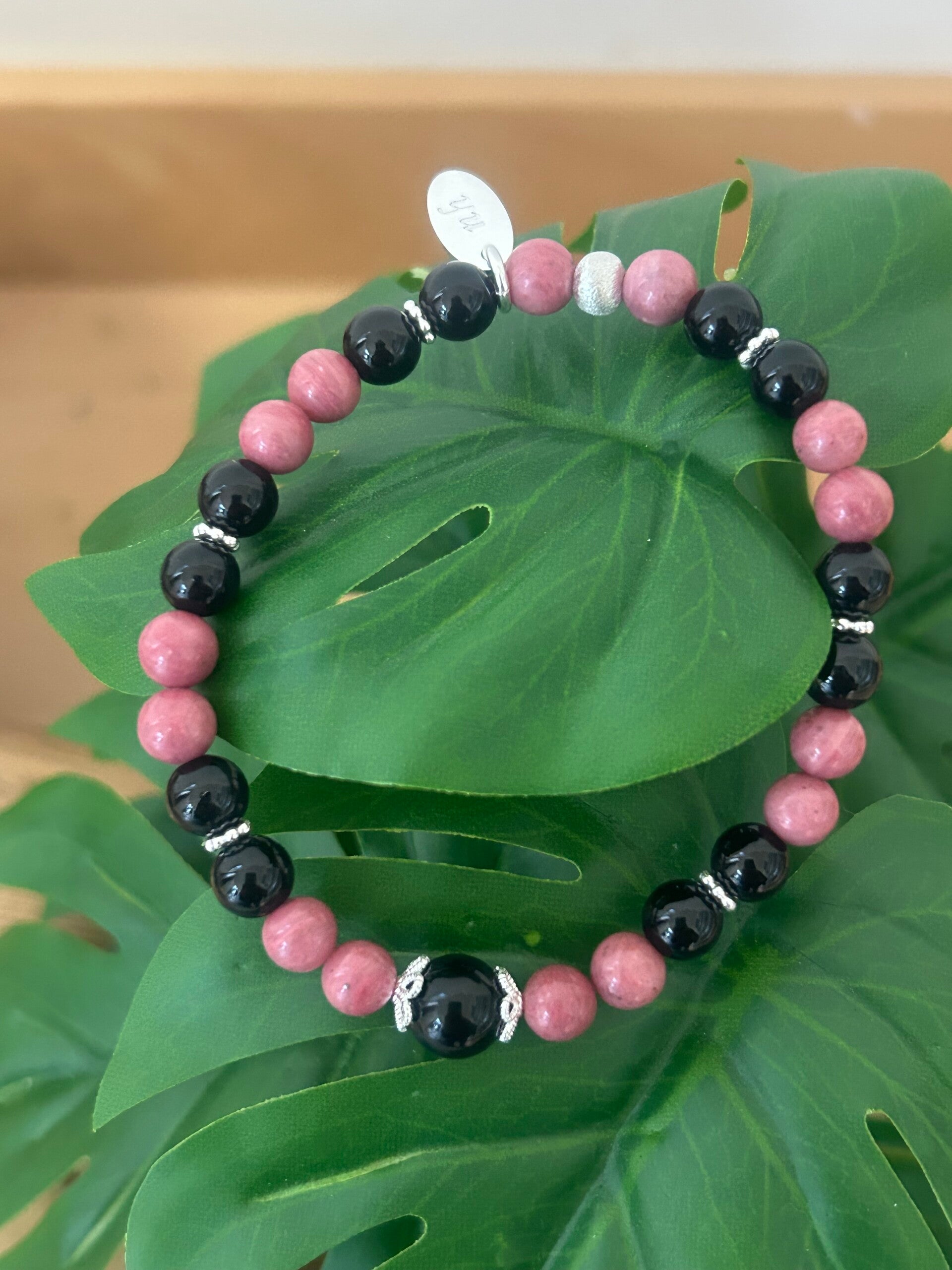 Armband - Obsidian & Rhodonit (A629)