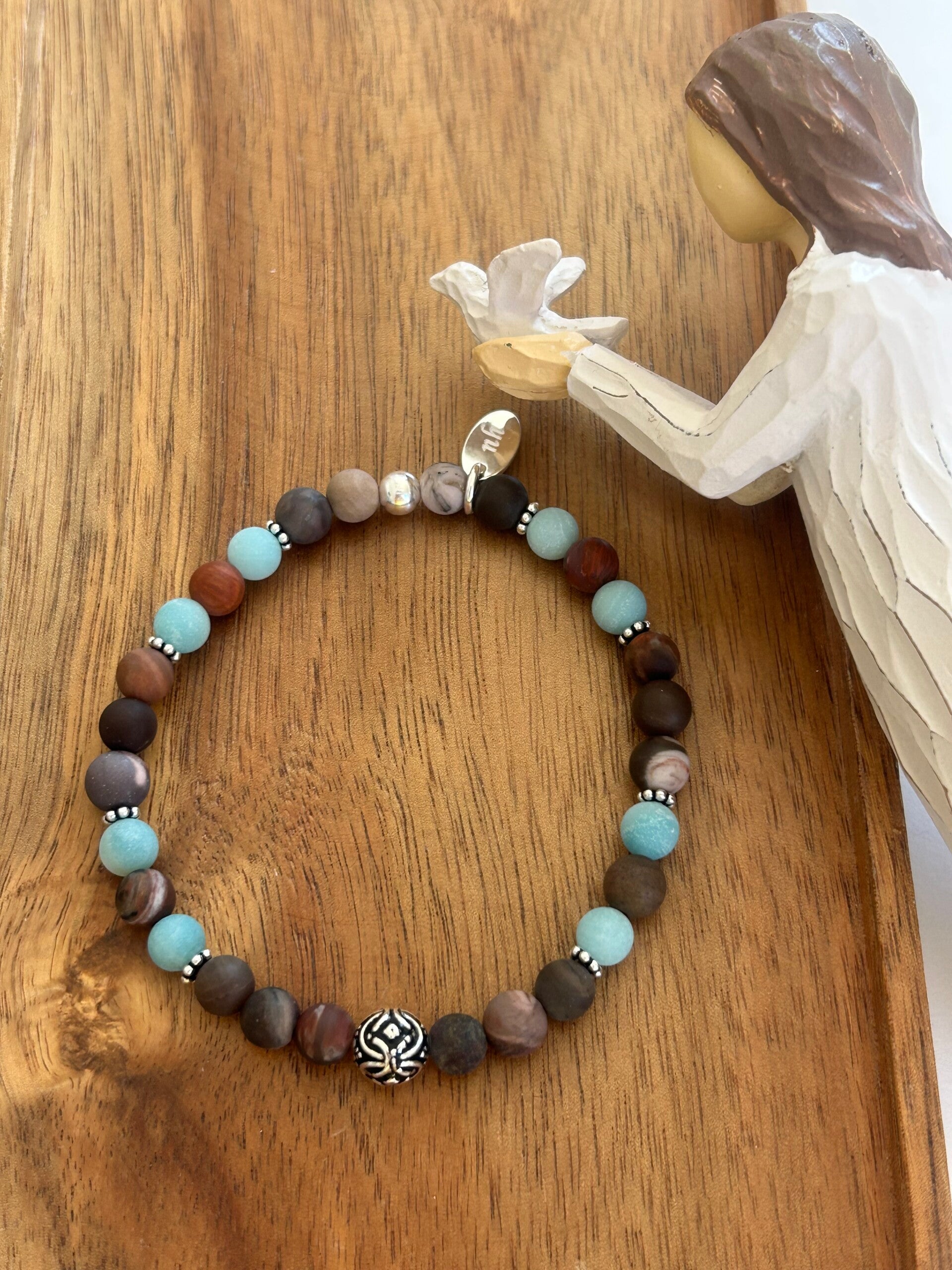 Armband - Amazonit & Versteinertes Holz (A649)