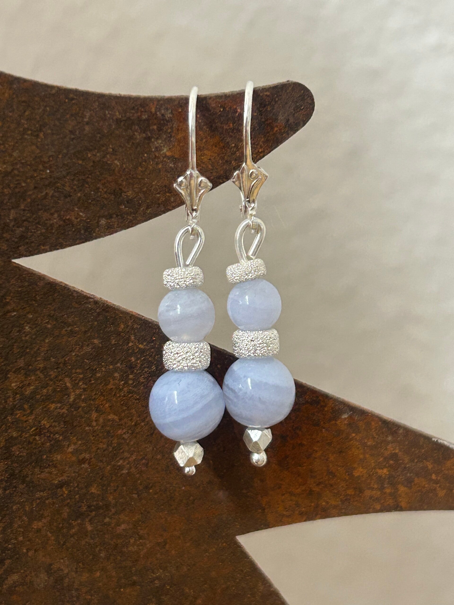 Ohrringe - Chalcedon blau Top Qualität (O448)