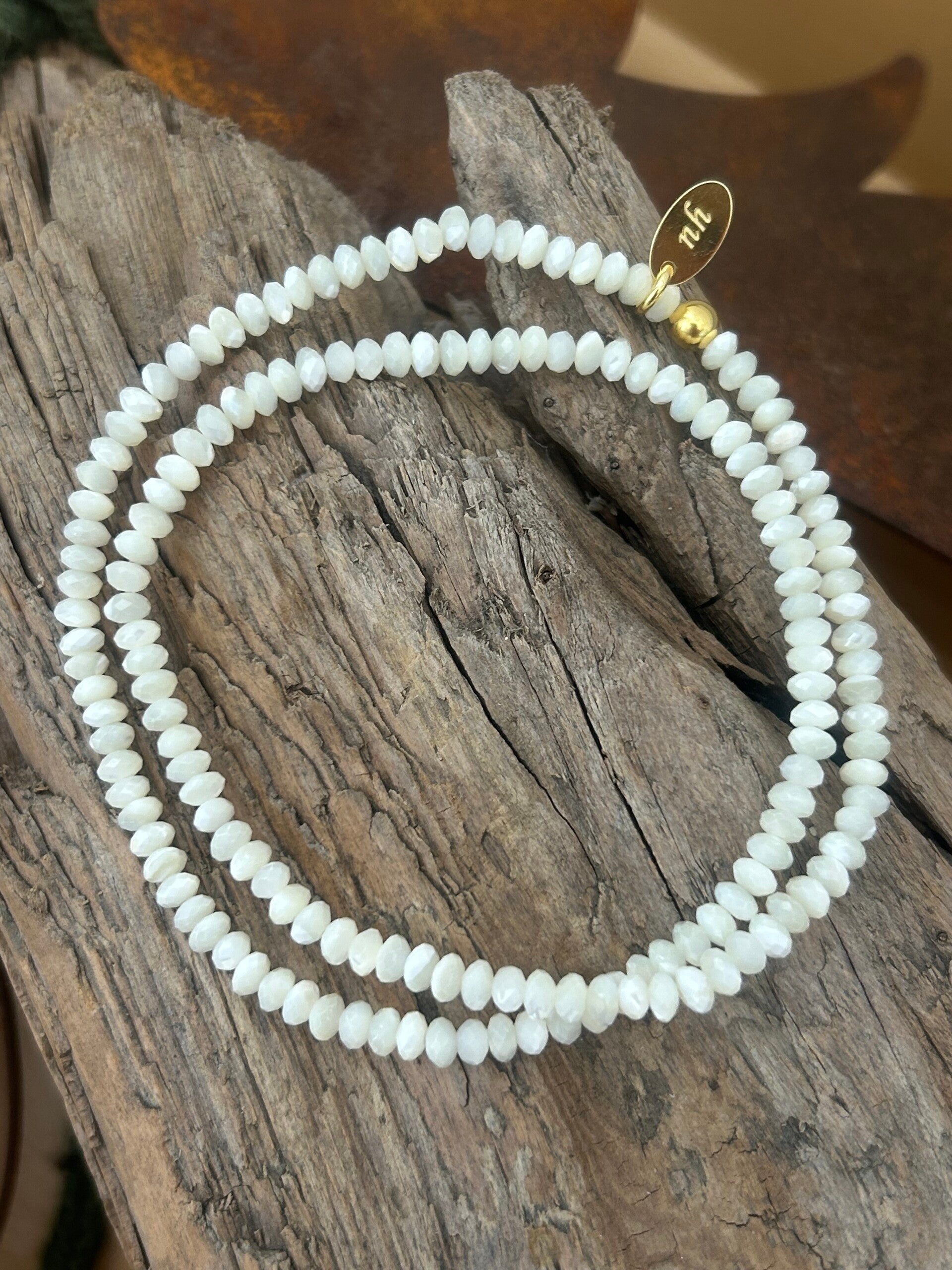 Wickelarmband (2-fach) - Perlmutt weiss (A710)