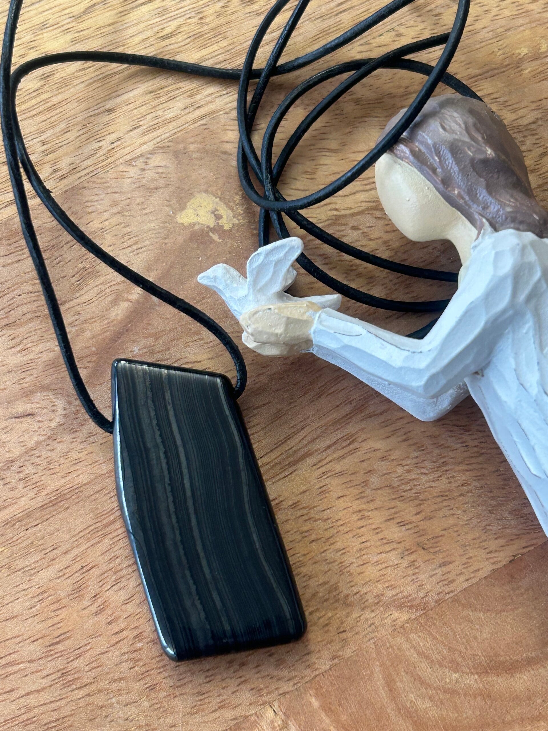 Halskette - Psilomelan geschliffen (H523) Einzelstück!