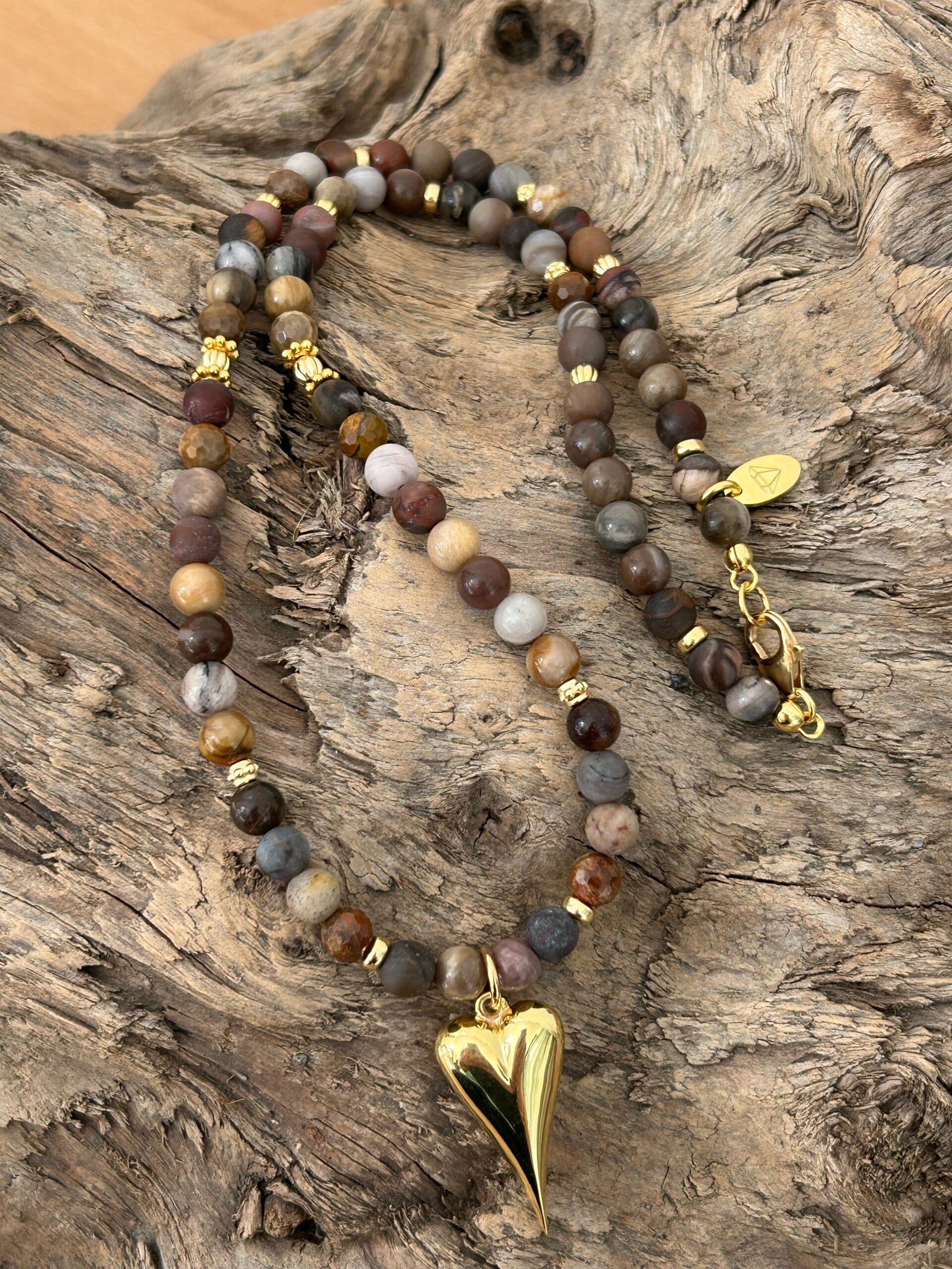 Halskette - Versteinertes Holz (H306)