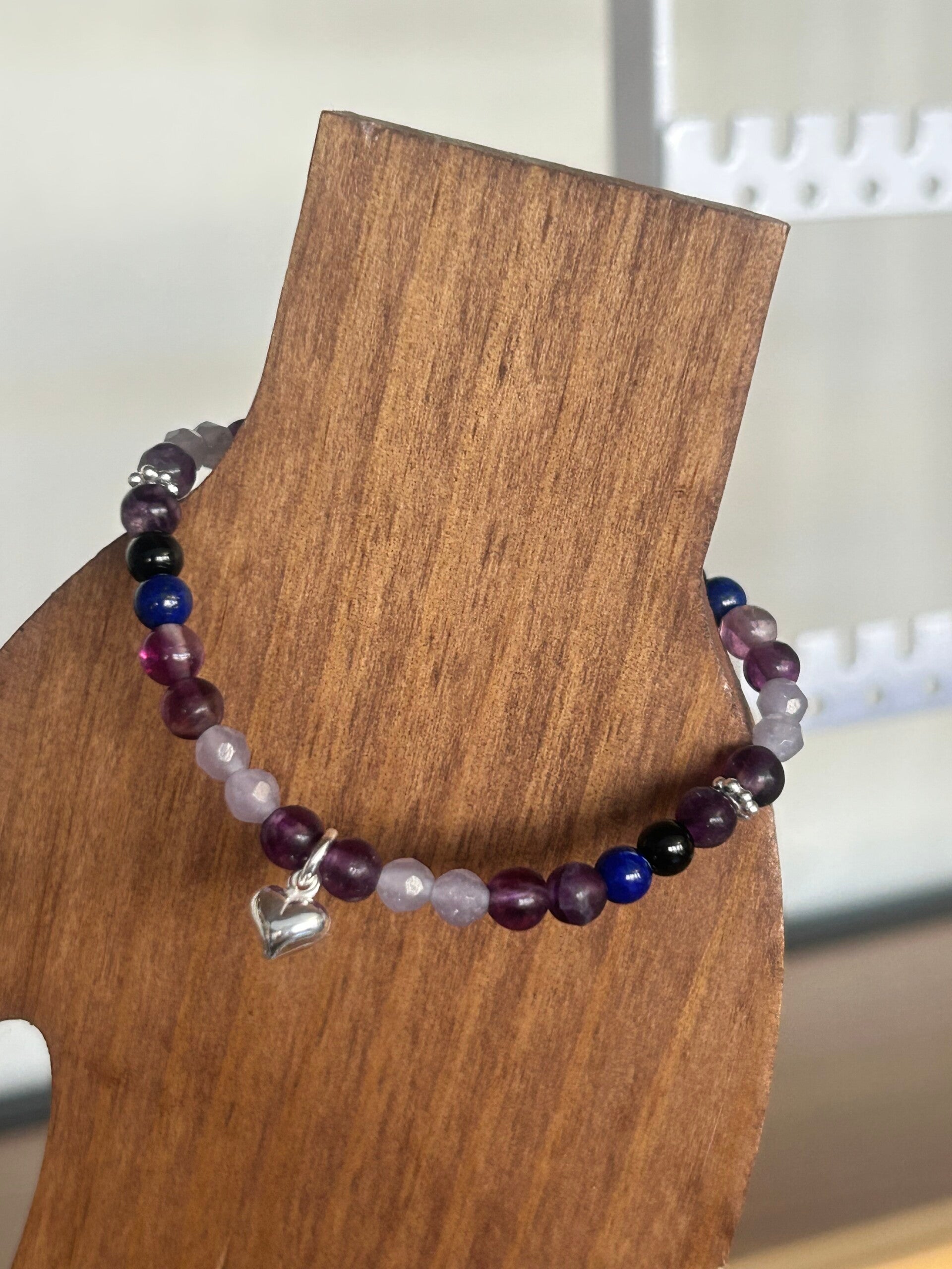 Armband - Fluorit, Lapislazuli, Lepidolith & Turmalin Schörl (A839)