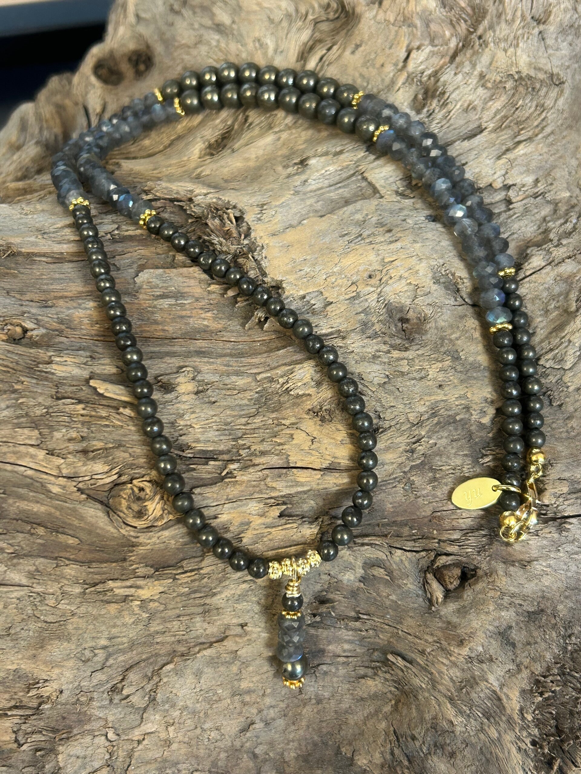 Halskette - Labradorit & Pyrit (H574)