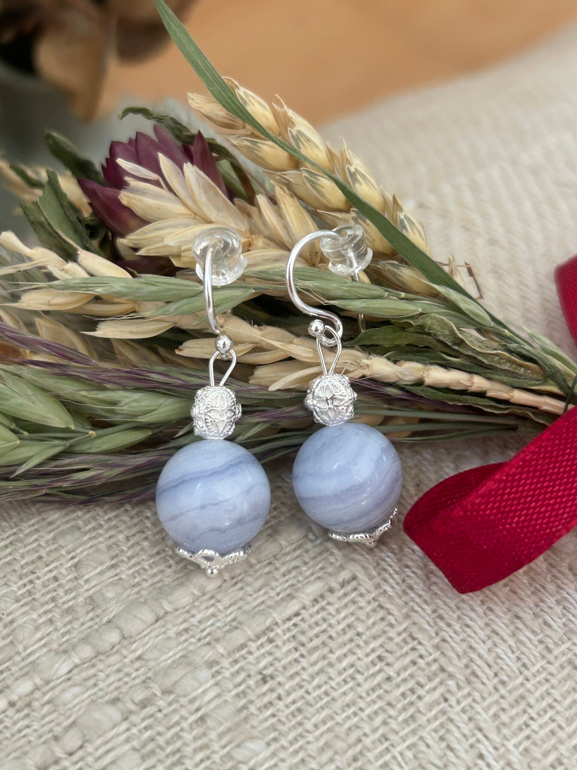 Ohrringe - Chalcedon blau (O534)