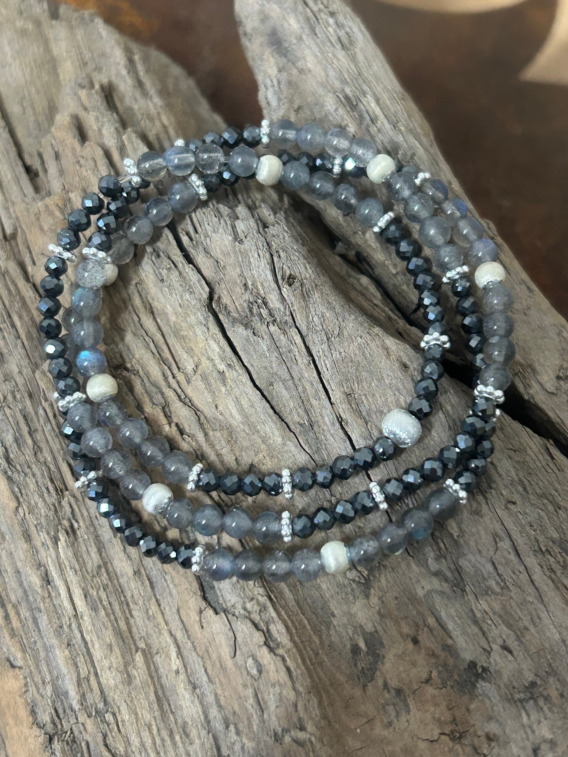 Armband (3-fach) - Hämatit & Labradorit (A602)