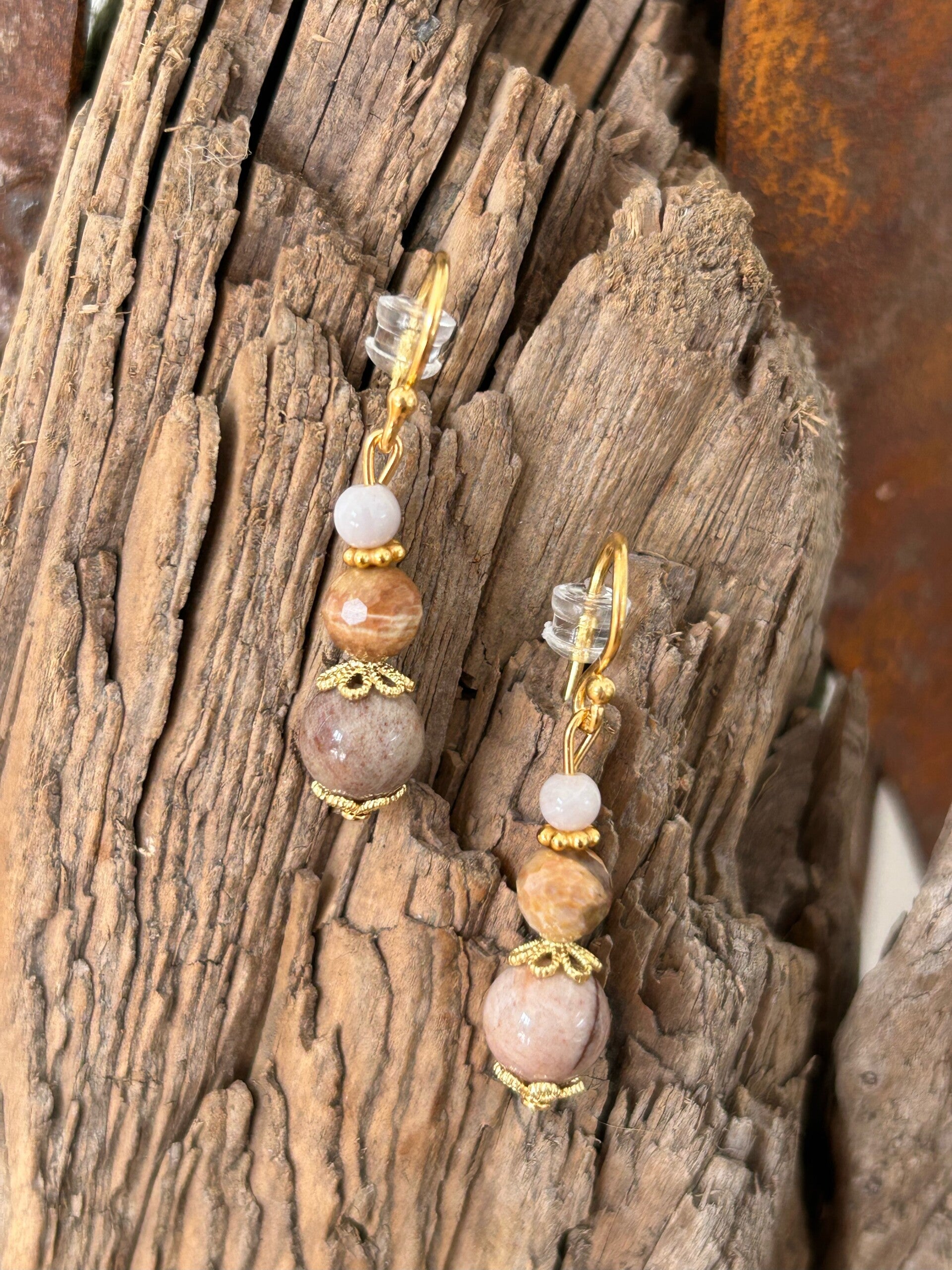 Ohrringe - Versteinertes Holz (O385)