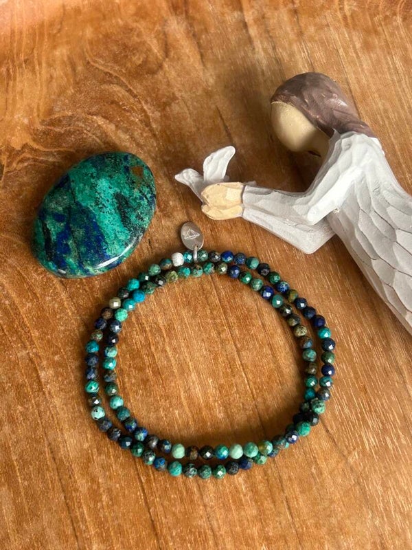 Wickelarmband (2-fach) - Azurit-Malachit AA+-Qualität (A897)