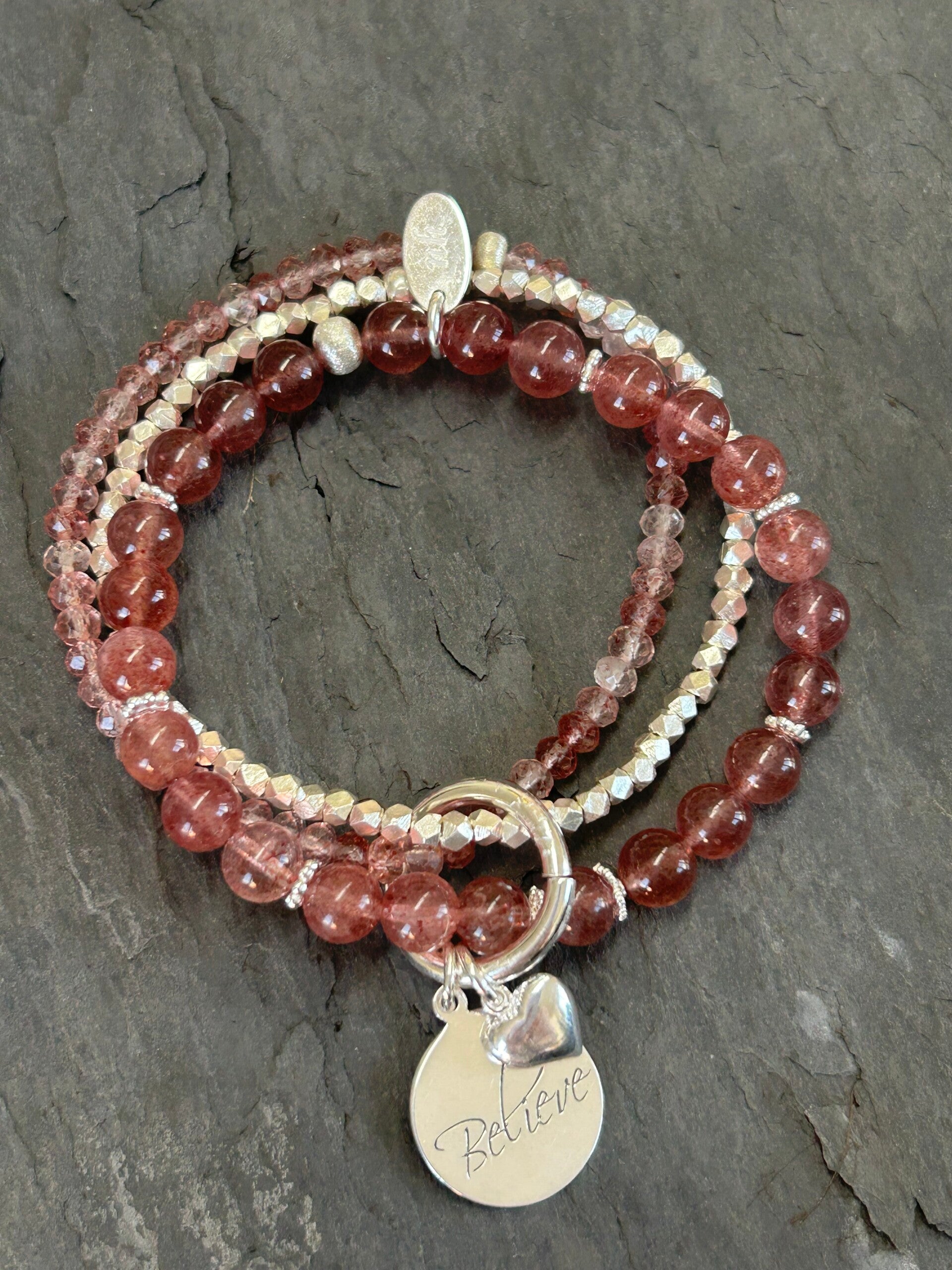 Armband (3-fach) - Erdbeerquarz Tansania (A543)