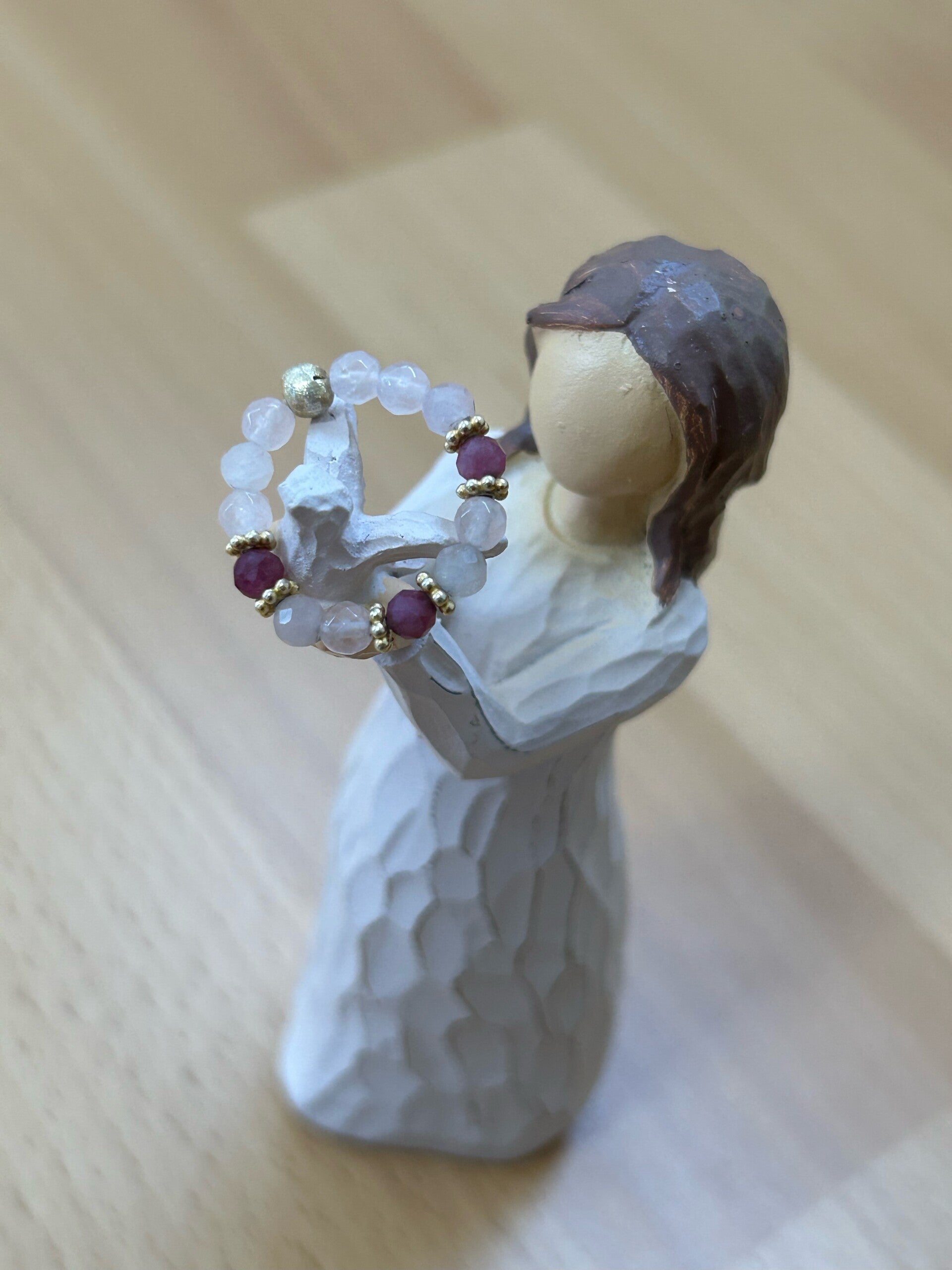 Fingerring - Rosenquarz, Turmalin rosa (Rubellit) (R014)