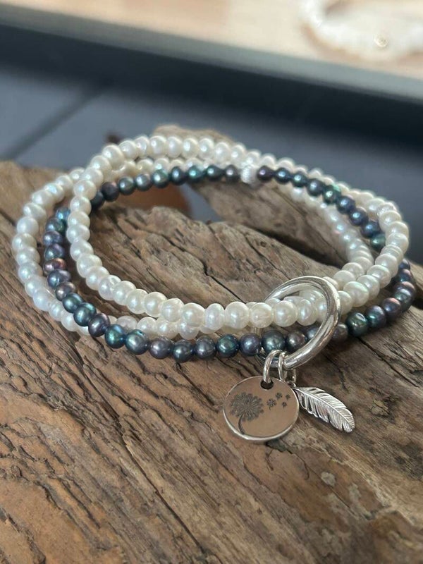 Armband (3-fach) - Süsswasserperle (A888)