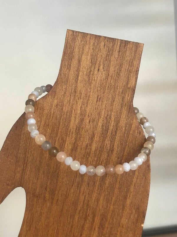 Armband - Chalcedon blau & Mondstein (A905)