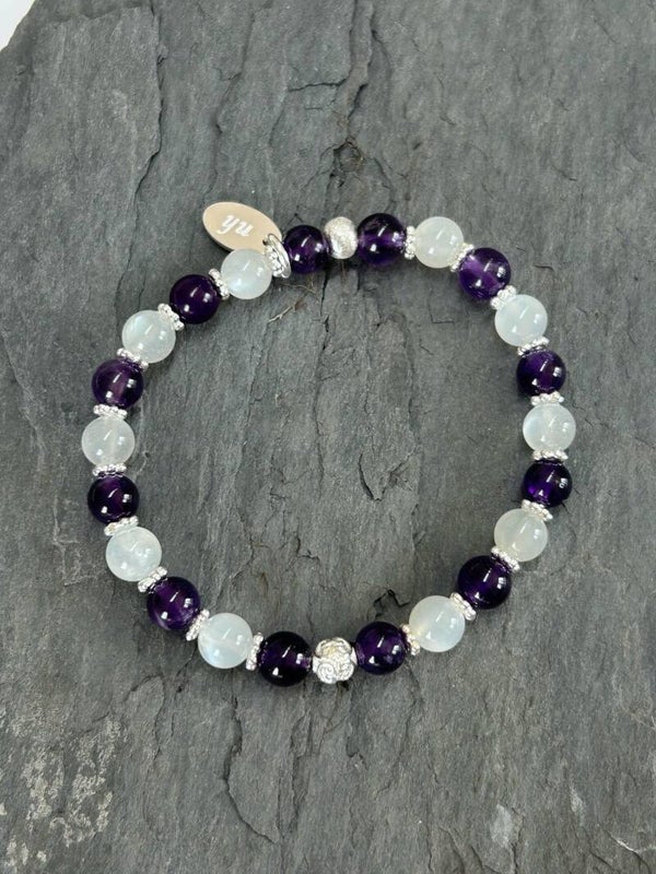 Armband - Amethyst & Mondstein (A541)