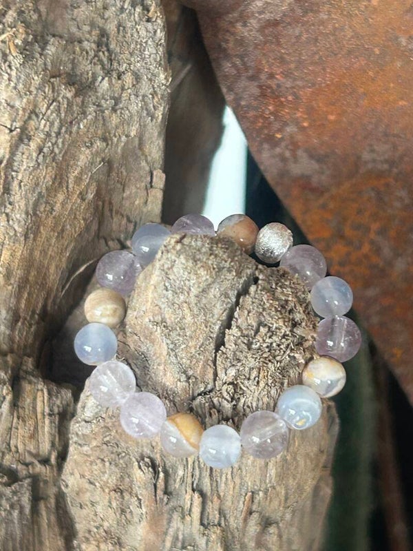 Fingerring - Amethyst hell & Chalcedon azurblau (R120)