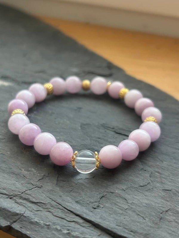Armband - Kunzit AA-Qualität & Bergkristall (A881)
