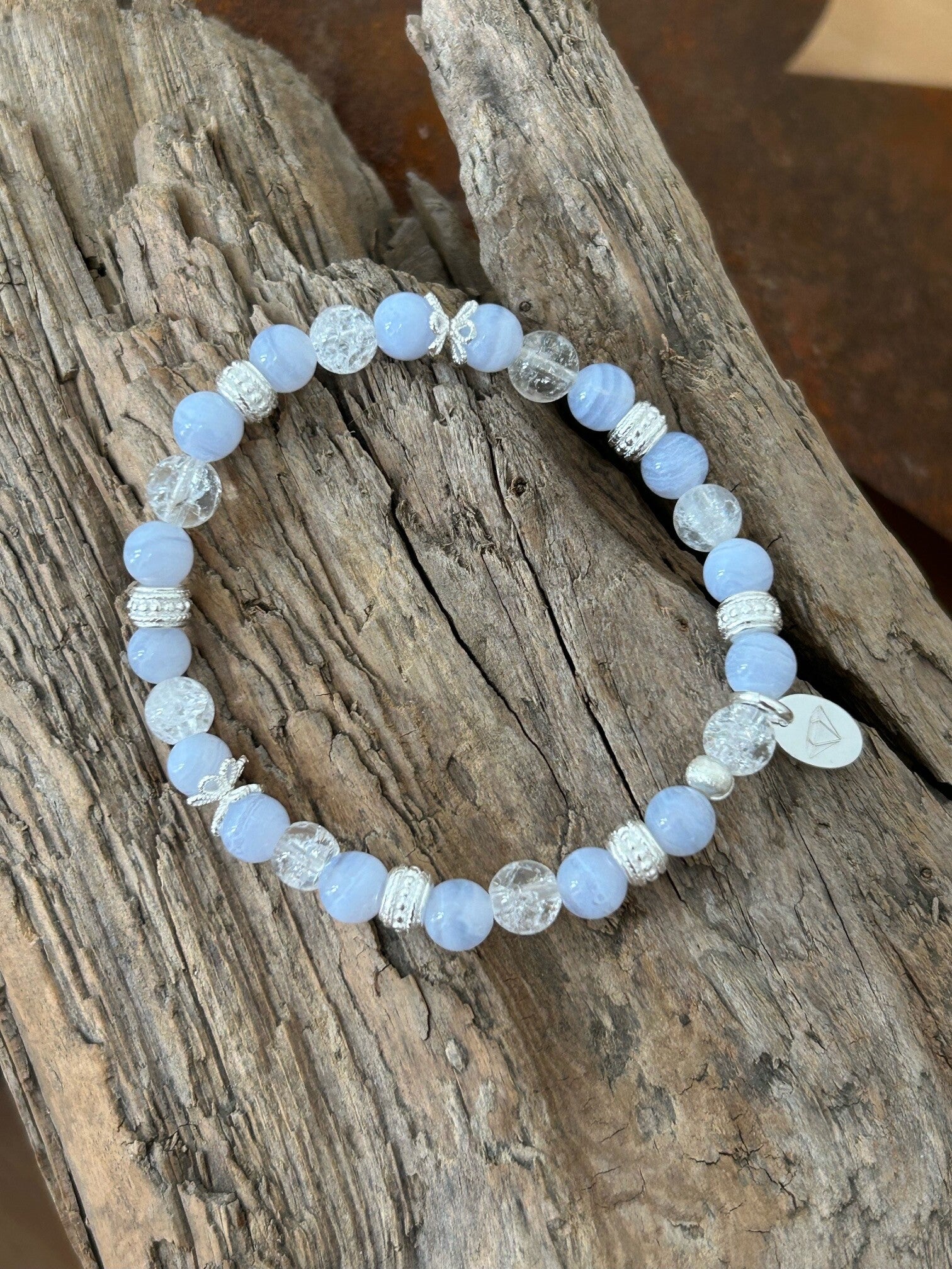 Armband - Chalcedon blau / Bergkristall (A453)