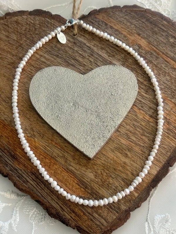 Halskette "Braut-Schmuck" - Süsswasserperle weiss (H628)