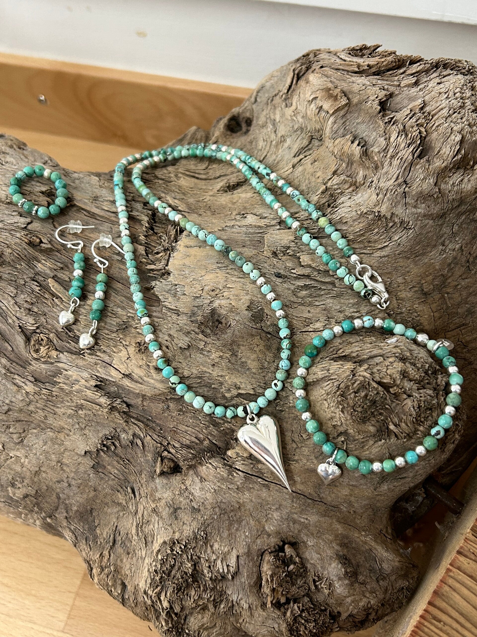 Heilstein-Schmuck - Set - Türkis Tibet hell (S347)