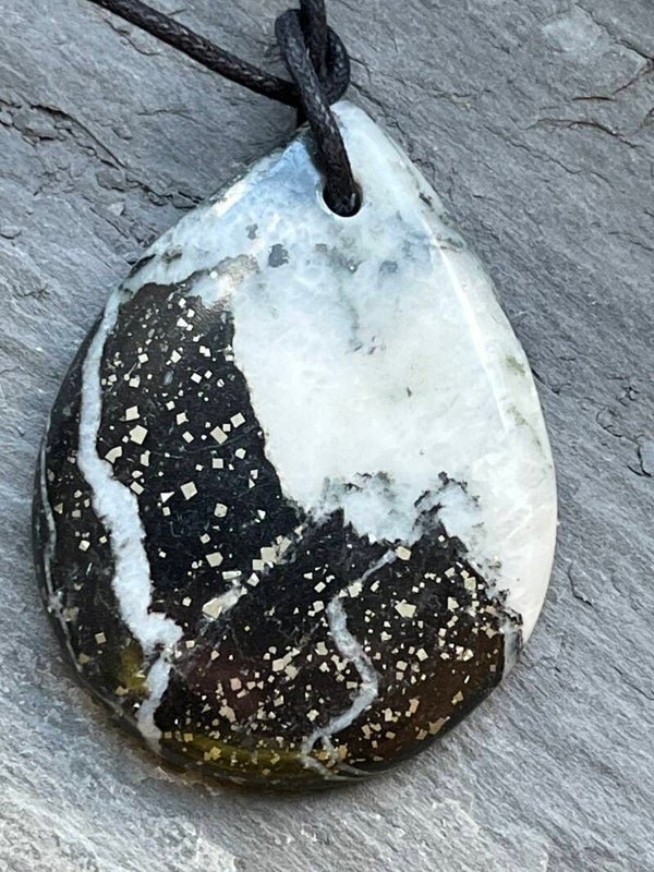Anhänger - Schiefer-Pyrit mit Quarz (Schweiz) (HA003)