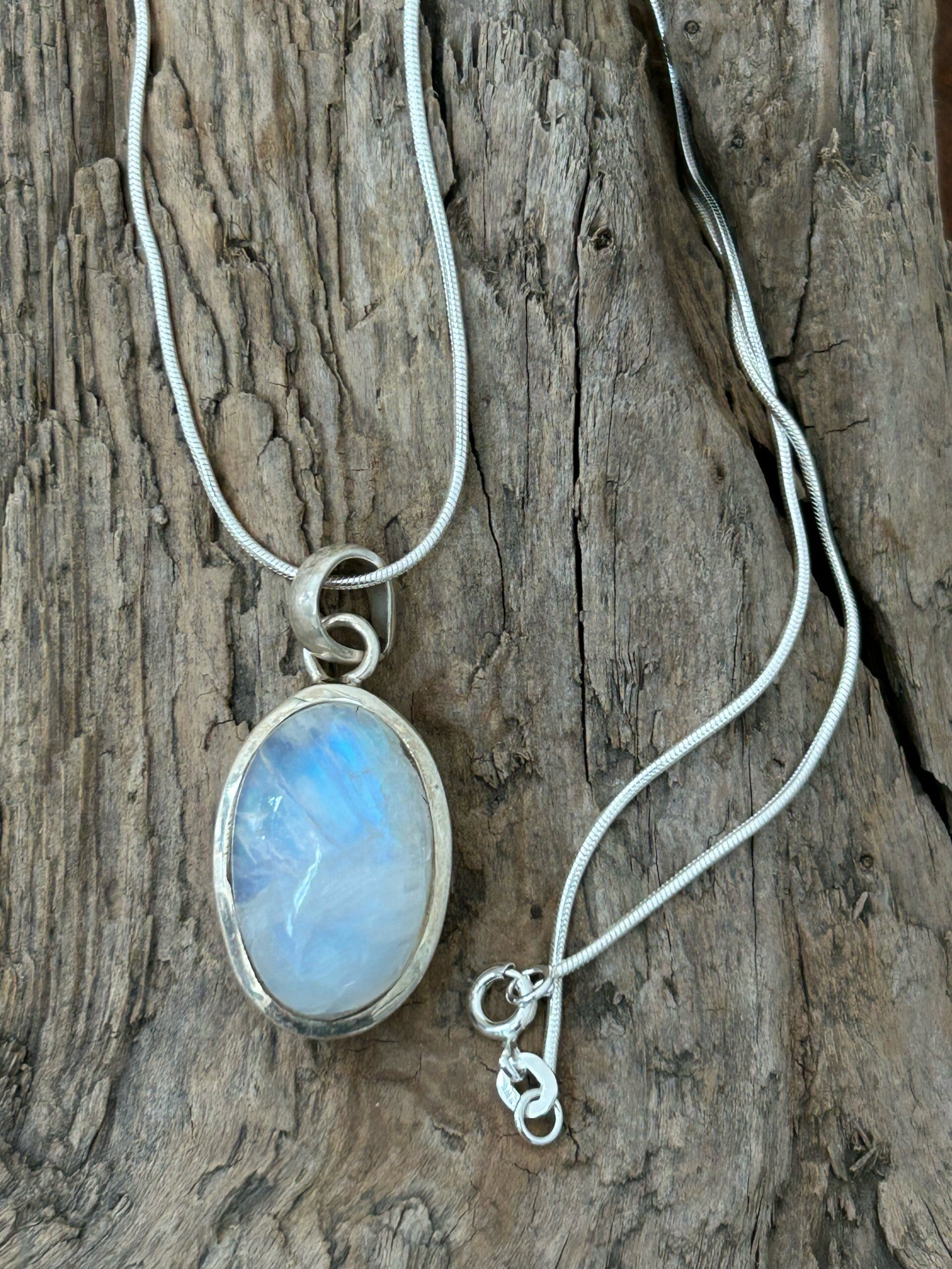 Halskette - Mondstein weiss (H239)