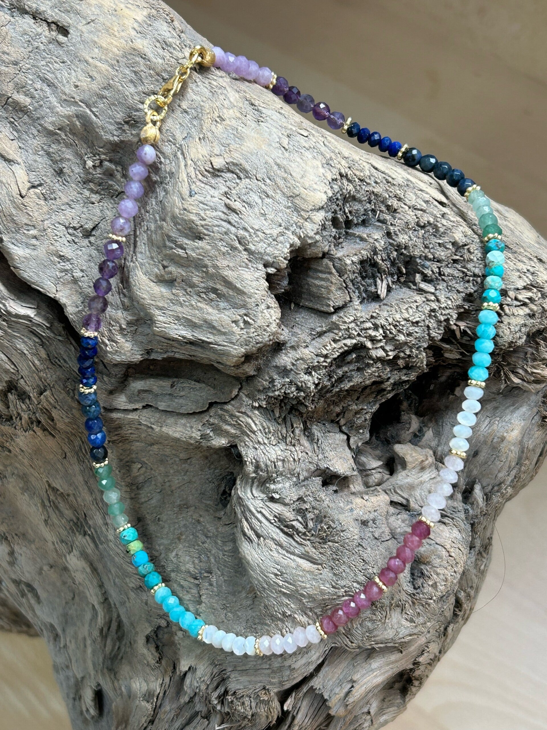 Halskette - die Farbenfrohe - Silber 925 vergoldet (H153)