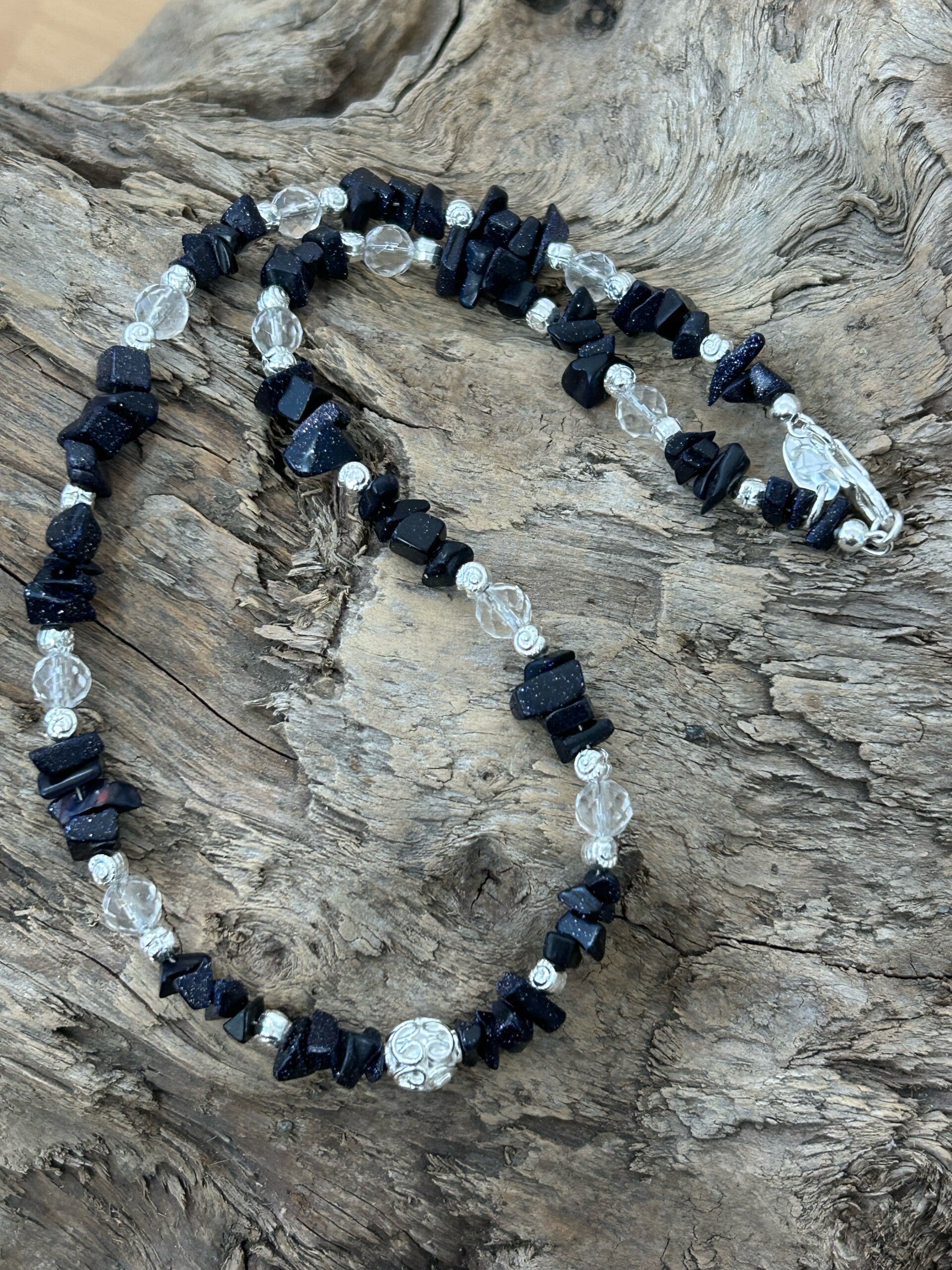 Halskette - Goldfluss blau (H286)