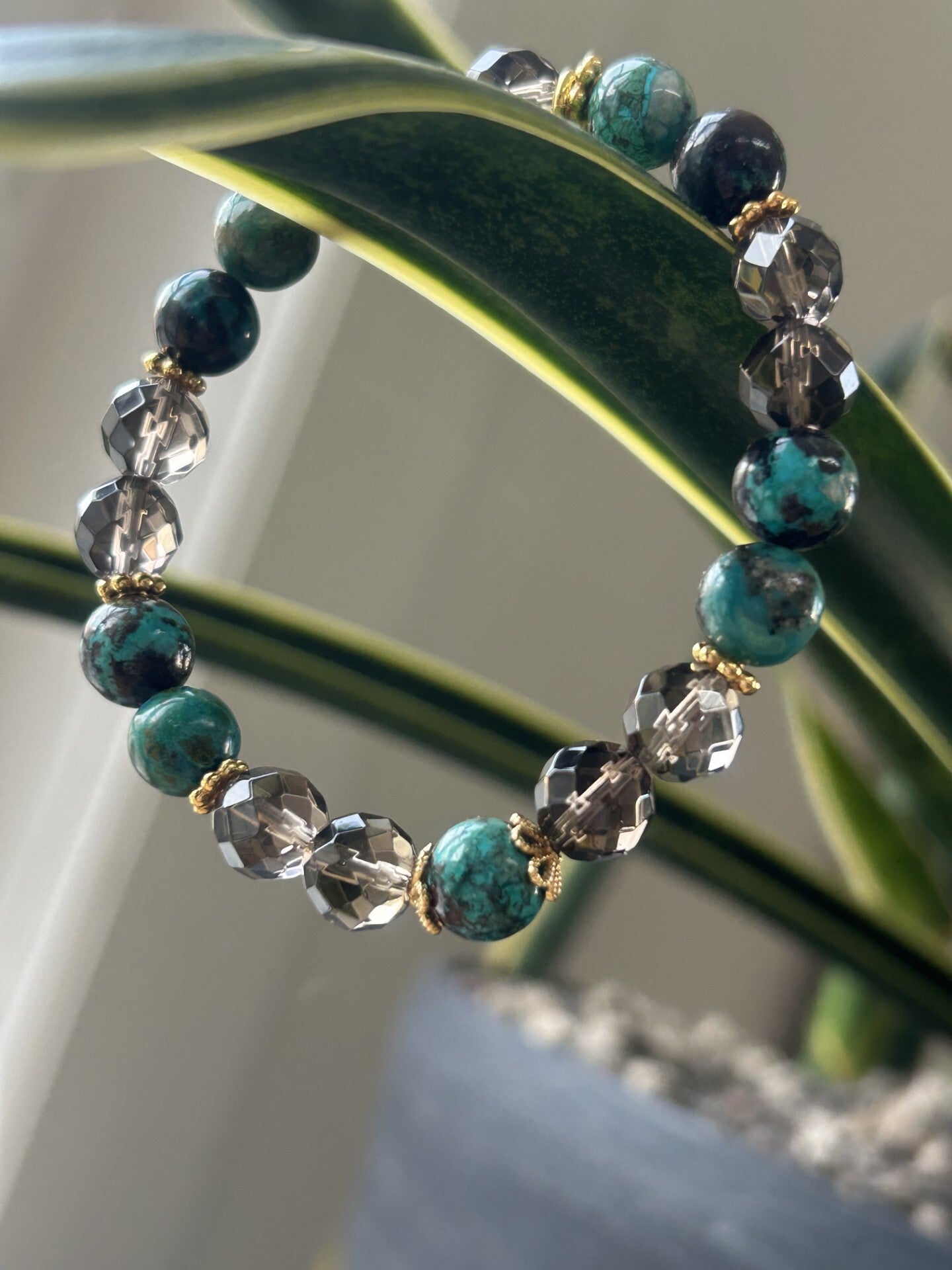 Armband - Chrysokoll & Rauchquarz (A642)