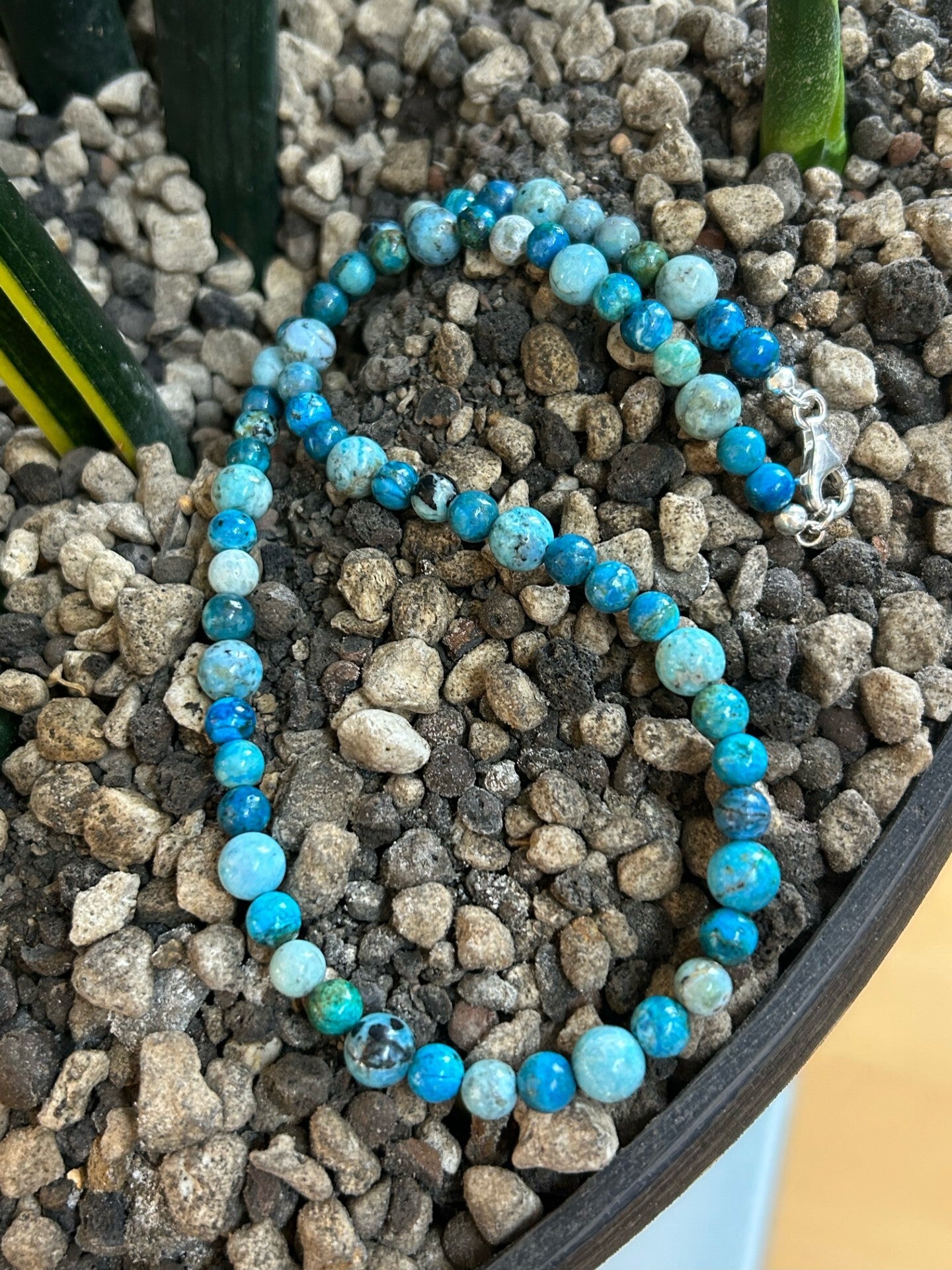 Halskette - Afrikanischer Opal blau (H360)