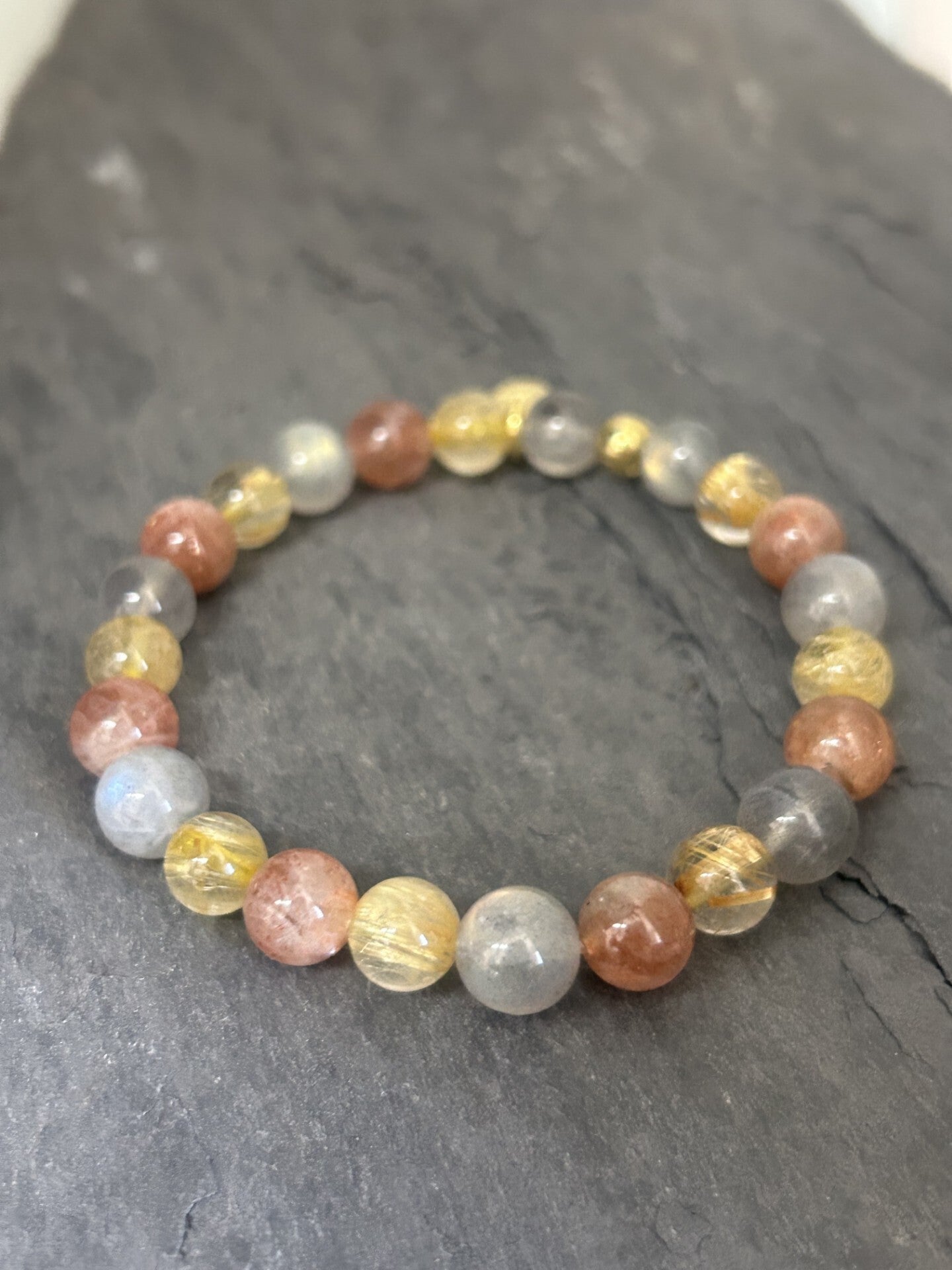 Armband - Labradorit, Rutilquarz & Sonnenstein (A678)