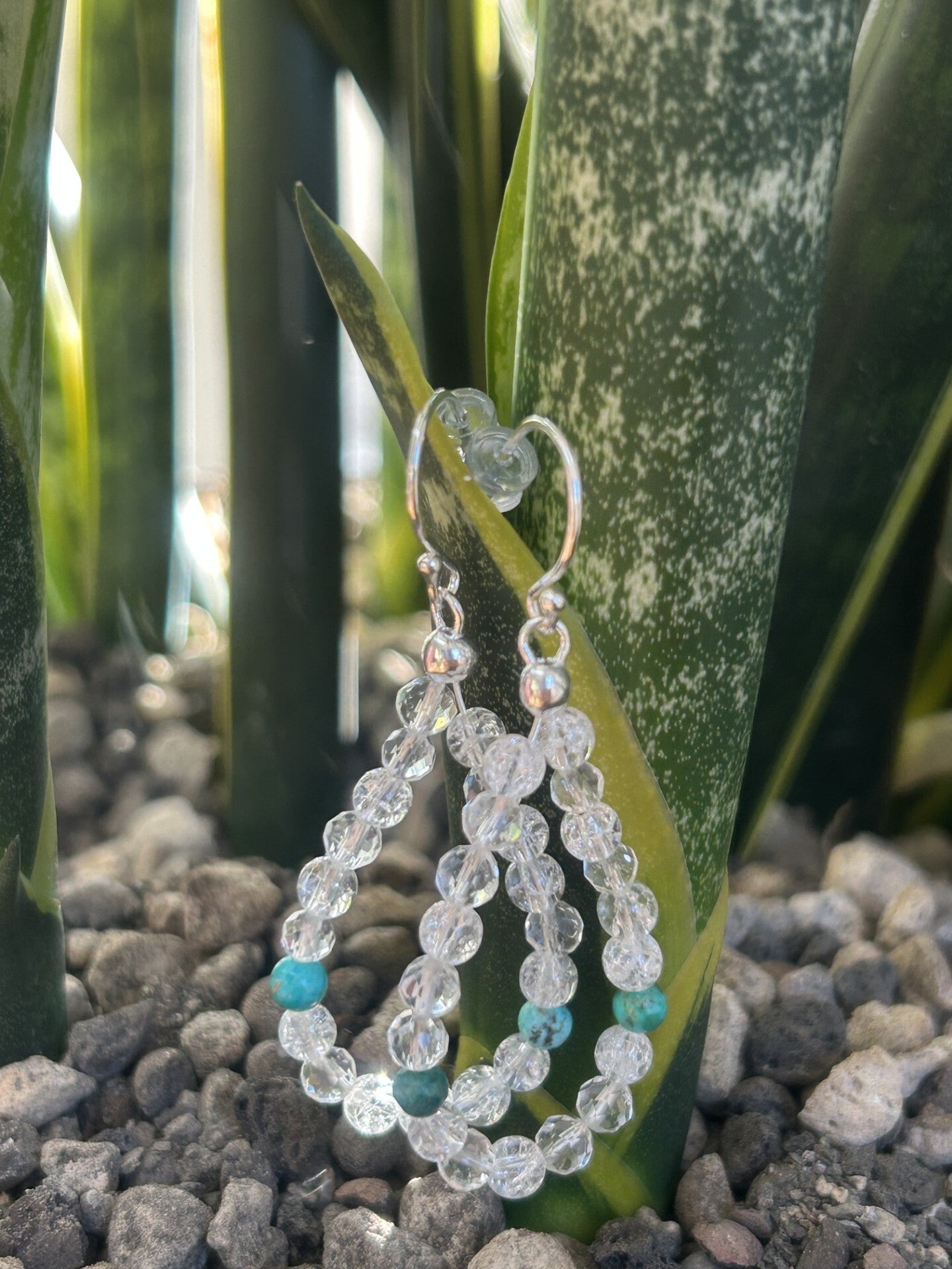 Ohrringe - Bergkristall & Chrysokoll (O462)