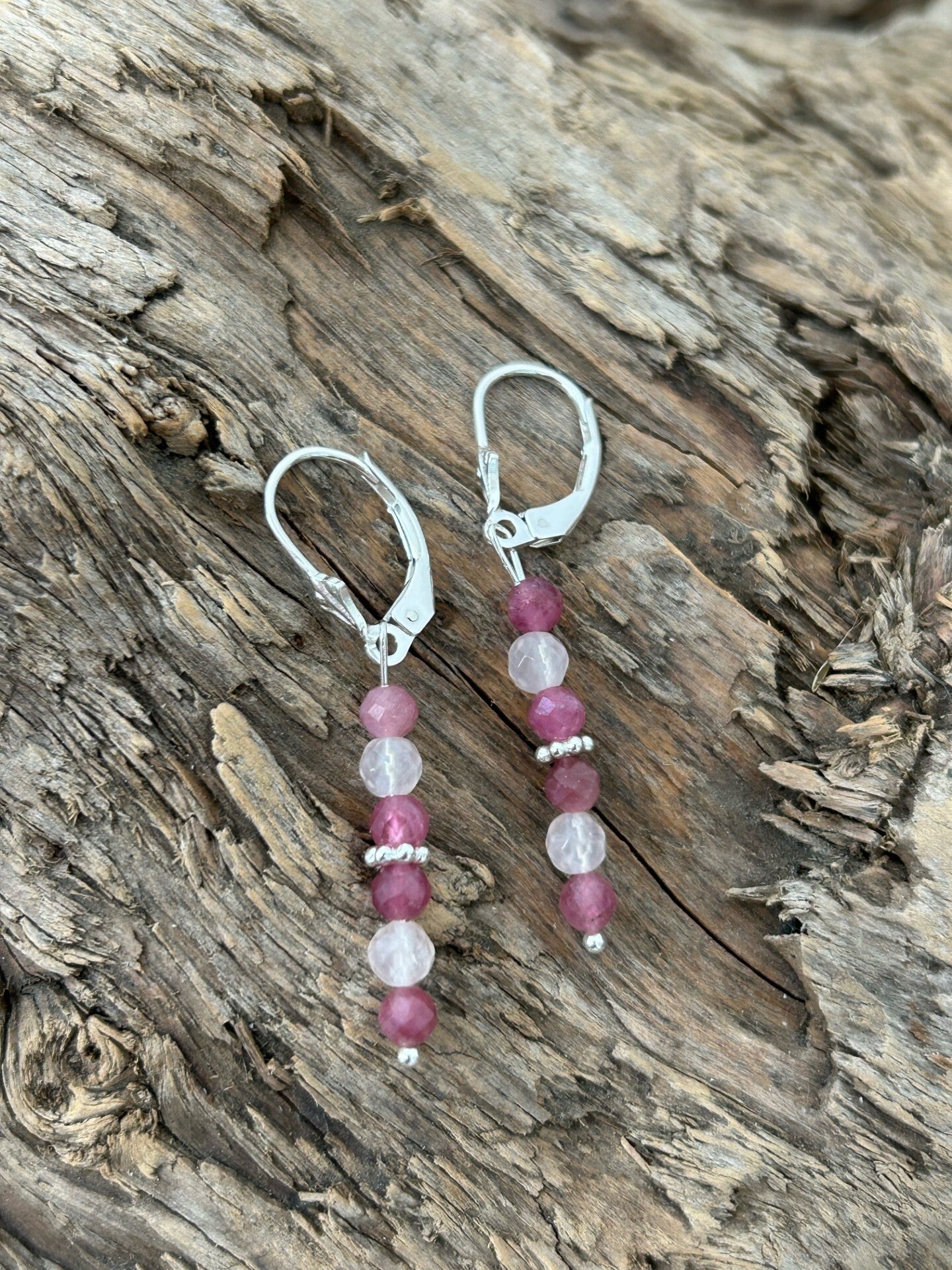 Ohrringe - Turmalin rosa (Rubellit) / Rosenquarz (O401)