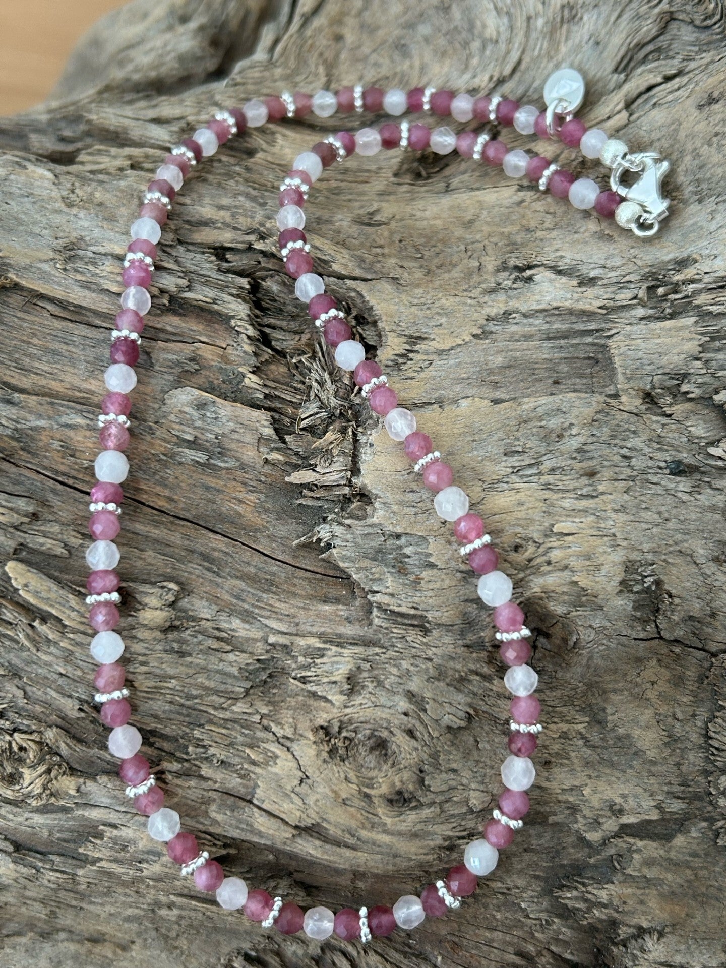 Halskette - Turmalin rosa (Rubellit) / Rosenquarz (H330)