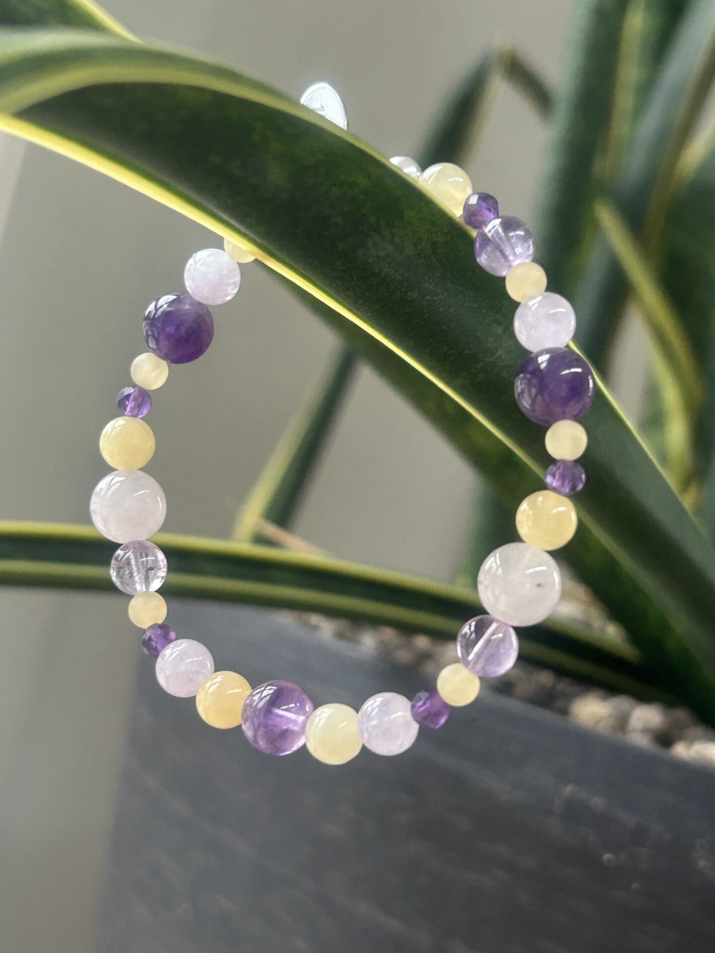 Armband - Amethyst & Calcit gelb (A679)
